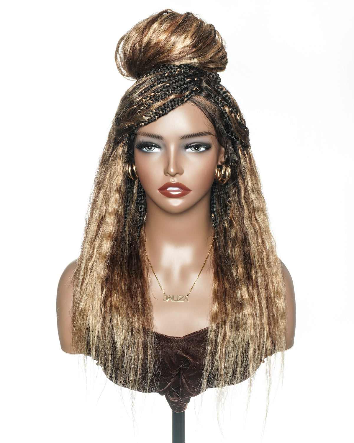 Raina - Bora Bora Human Hair Wet & Wavy Curls Pre Bleached HD Full Lace Boho Braided Wig