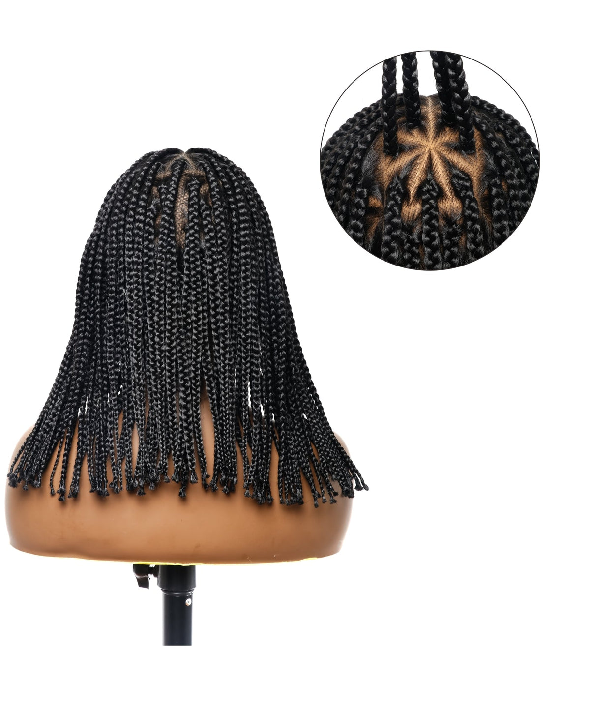 JALIZA 14 inch Natural Black Knotless Box Braids Full Lace Braided Wig Triangle Base Parting (Mannequin - Back View)