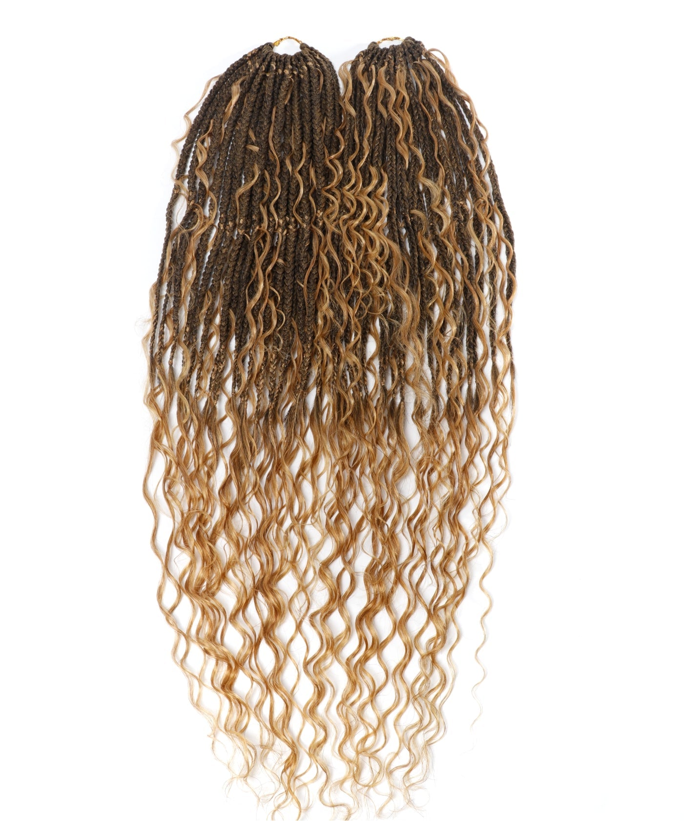 24" Pre Looped Crochet Boho Box Braids With Human Hair Curls - 80 strands/Pack