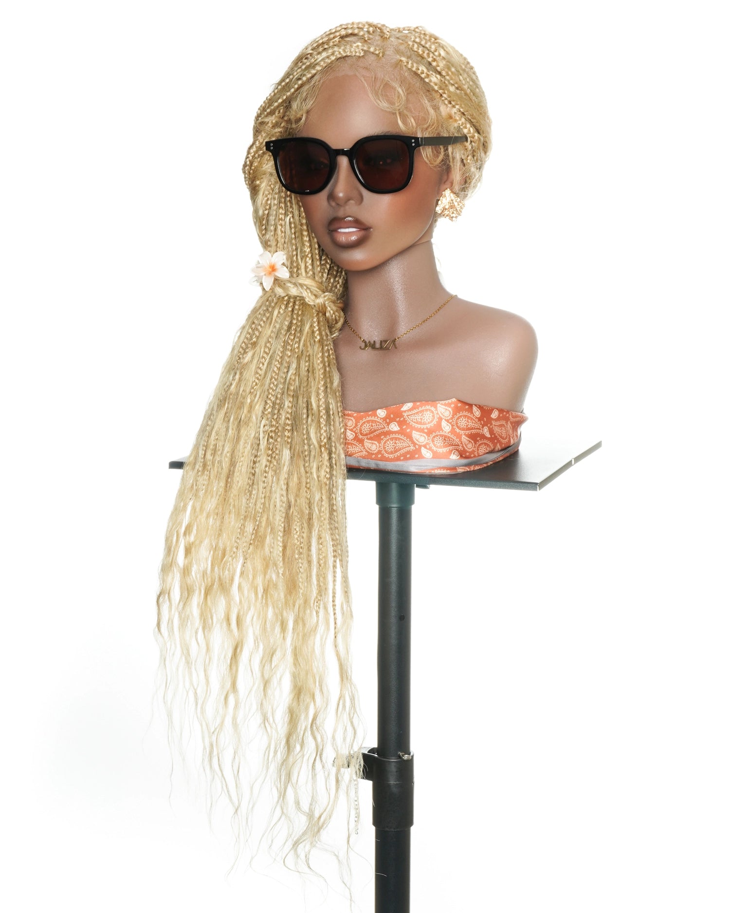 Color 27/613 Pre-Bleached Swiss HD Full Lace Glueless Boho Box Braided Wig