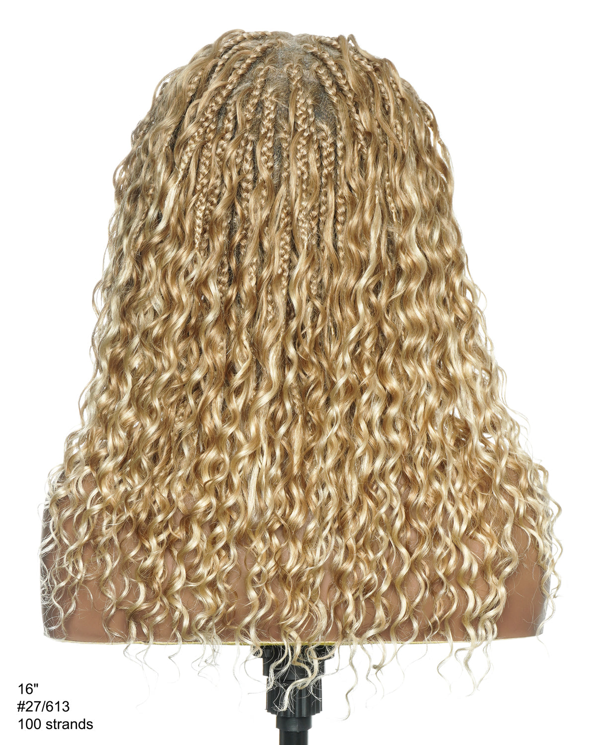 18" Blend 1B 27 613 Color HD Full Lace Human Hair Boho Curls Short Braided Wig