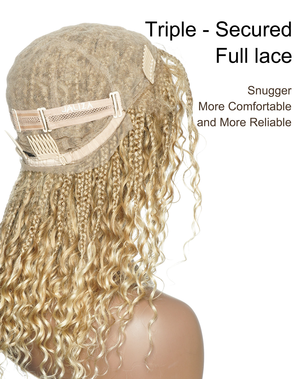 18" Blend 1B 27 613 Color HD Full Lace Human Hair Boho Curls Short Braided Wig