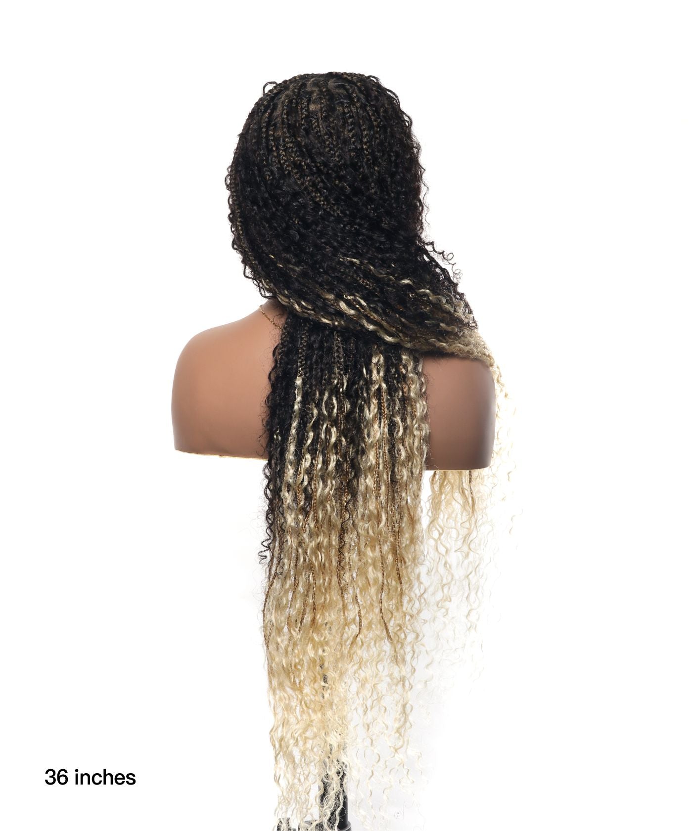 Diane's 36" Pre bleached Human Hair Lace Ombre Boho Box Braided Wig (Extra Full)