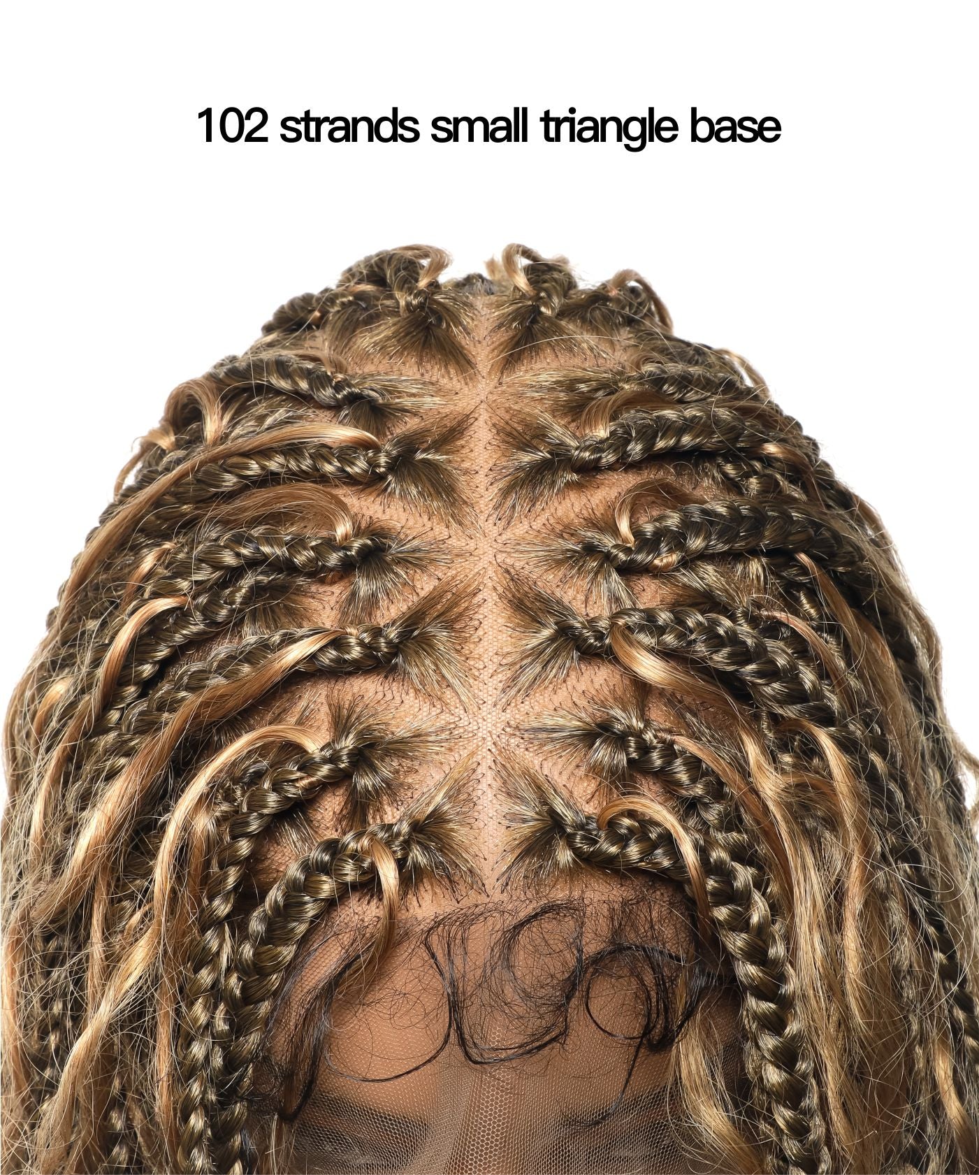 14" Human Hair Boho Curls High Density Triangle Base Knotless Boho Box Braided Wig 102 Strands