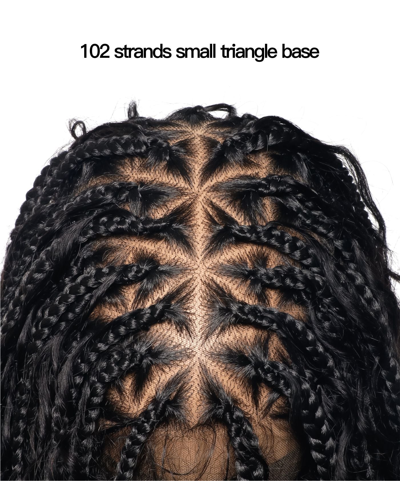 14" Human Hair Boho Curls High Density Triangle Base Knotless Boho Box Braided Wig 102 Strands