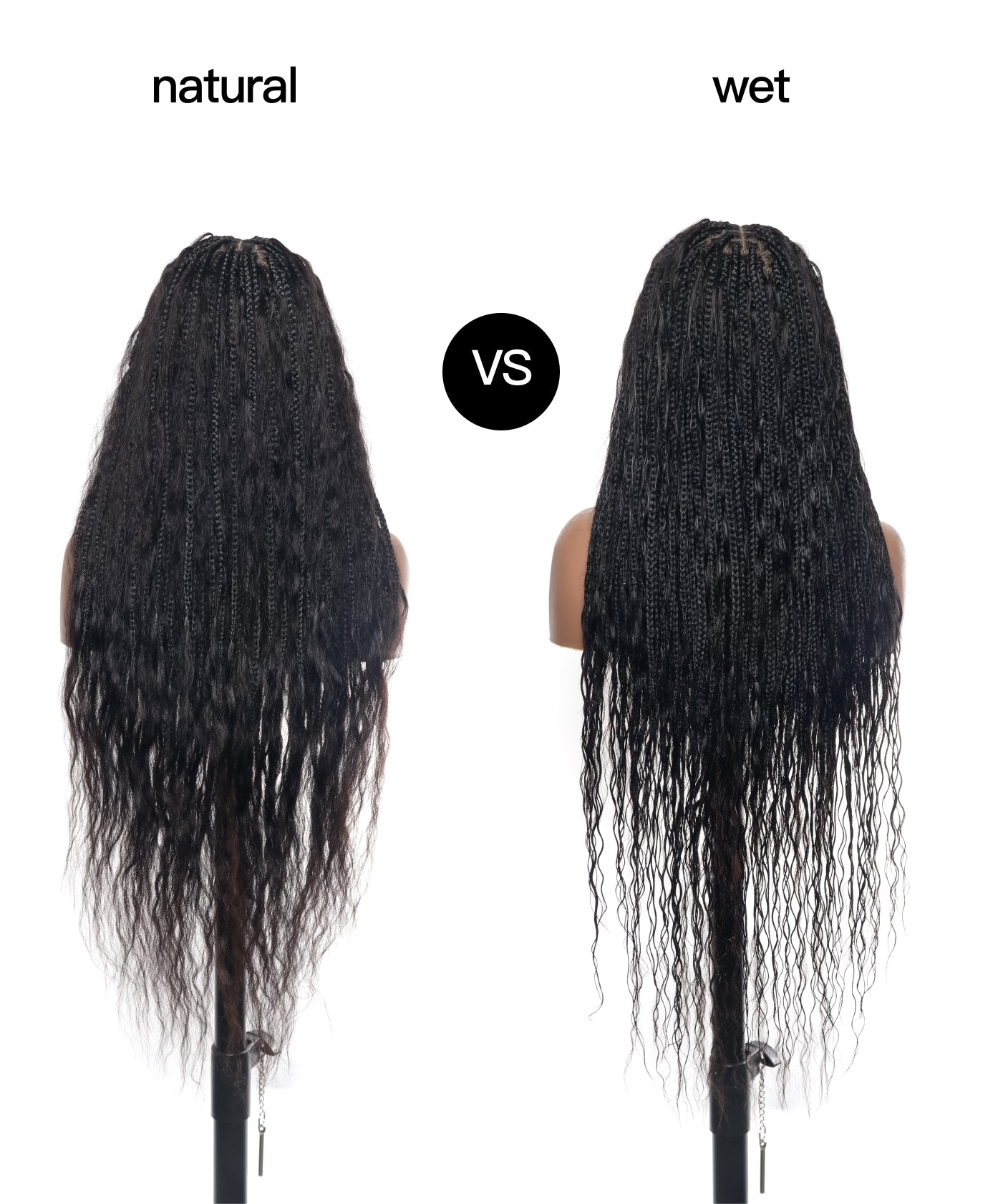 36" Wet & Wavy Human Hair Boho Curls HD Lace Tangleless Super High Density Knotless Boho Box Braided Wig