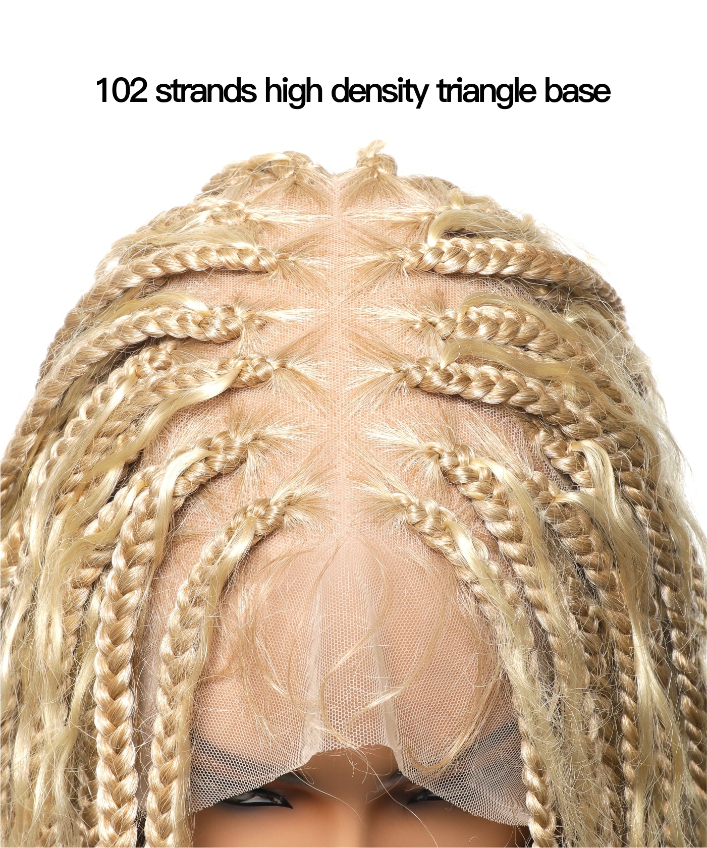 14" Human Hair Boho Curls High Density Triangle Base Knotless Boho Box Braided Wig 102 Strands