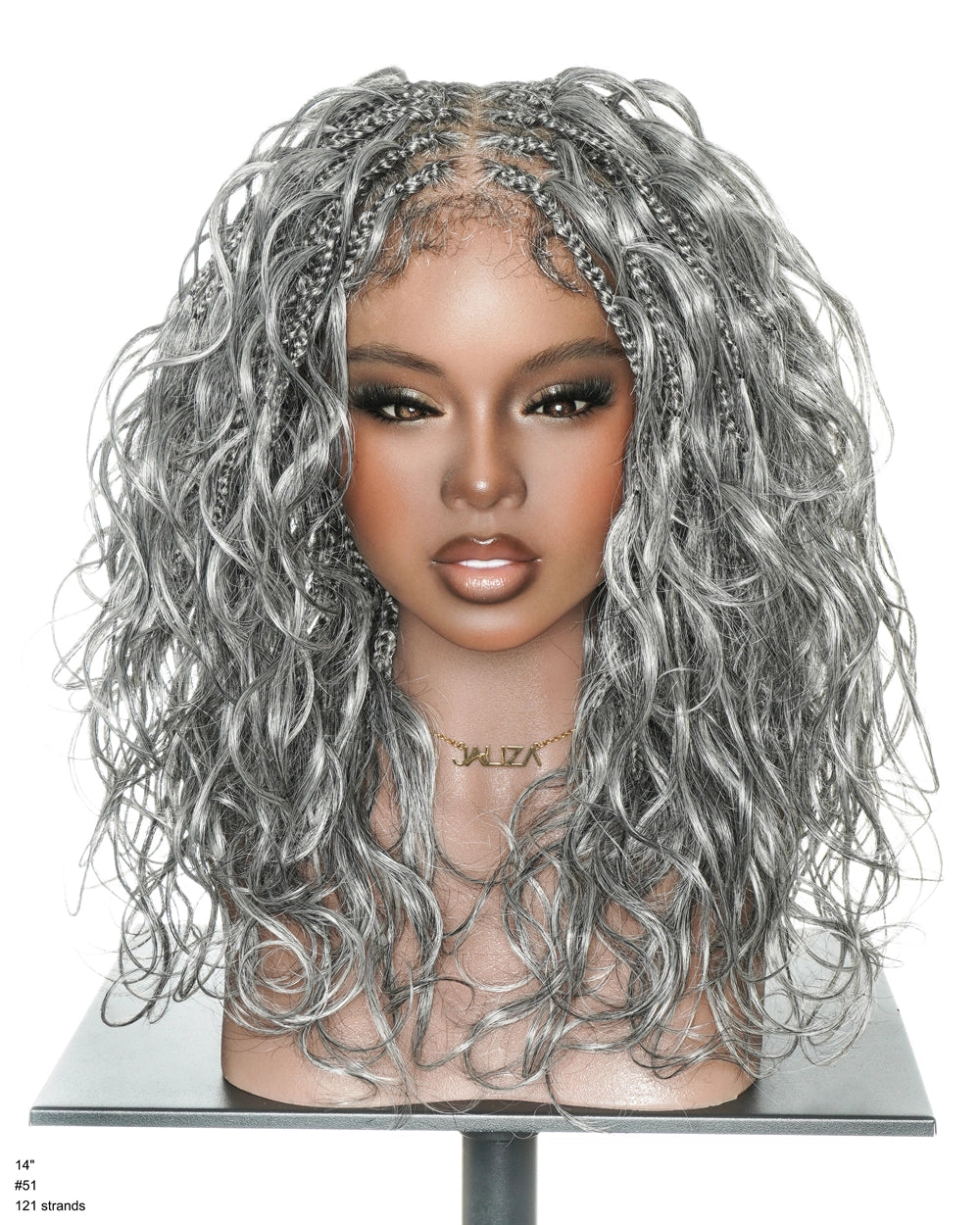 70% Salt & 30% Pepper 14" Body Wave Full Lace Braided Wig
