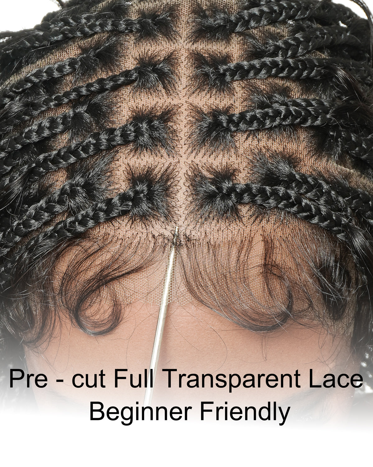 Mila - 100% Hand-tied Full Lace Human Hair Boho Curls Knotless Boho Braided Wig 88 Strands