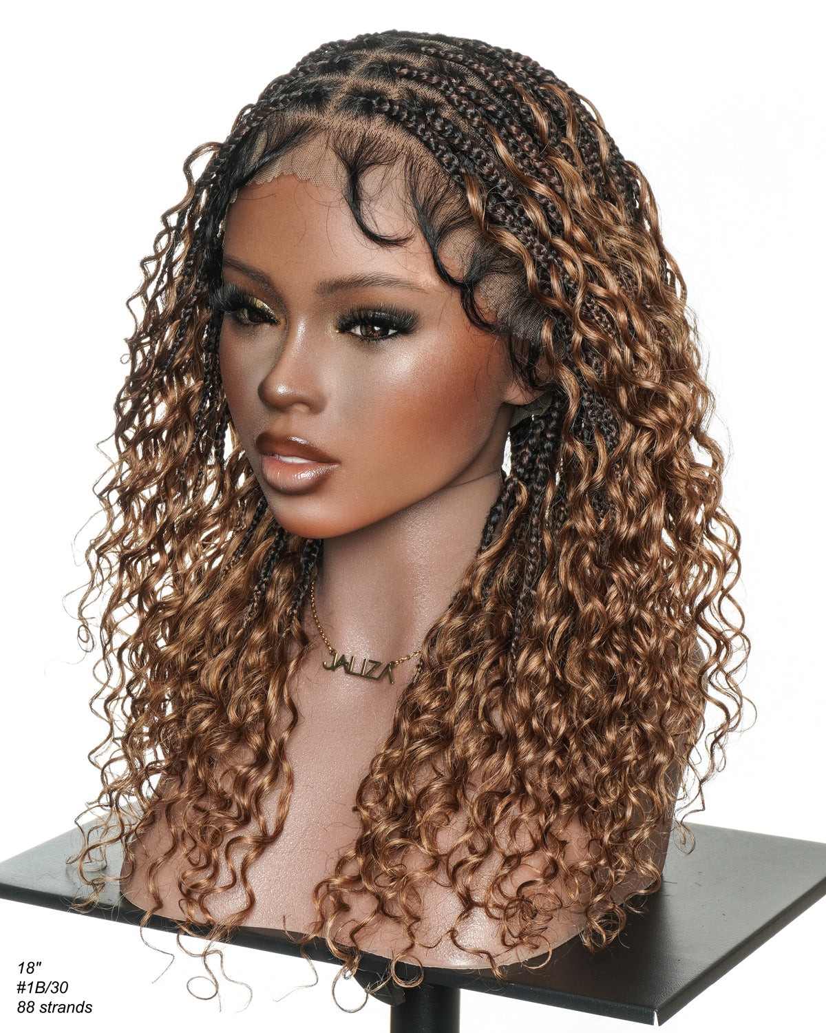 Mila - 100% Hand-tied Full Lace Human Hair Boho Curls Knotless Boho Braided Wig 88 Strands