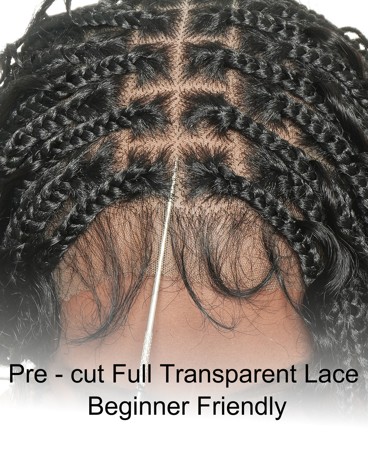 Mila - 100% Hand-tied Full Lace Human Hair Boho Curls Knotless Boho Braided Wig 88 Strands