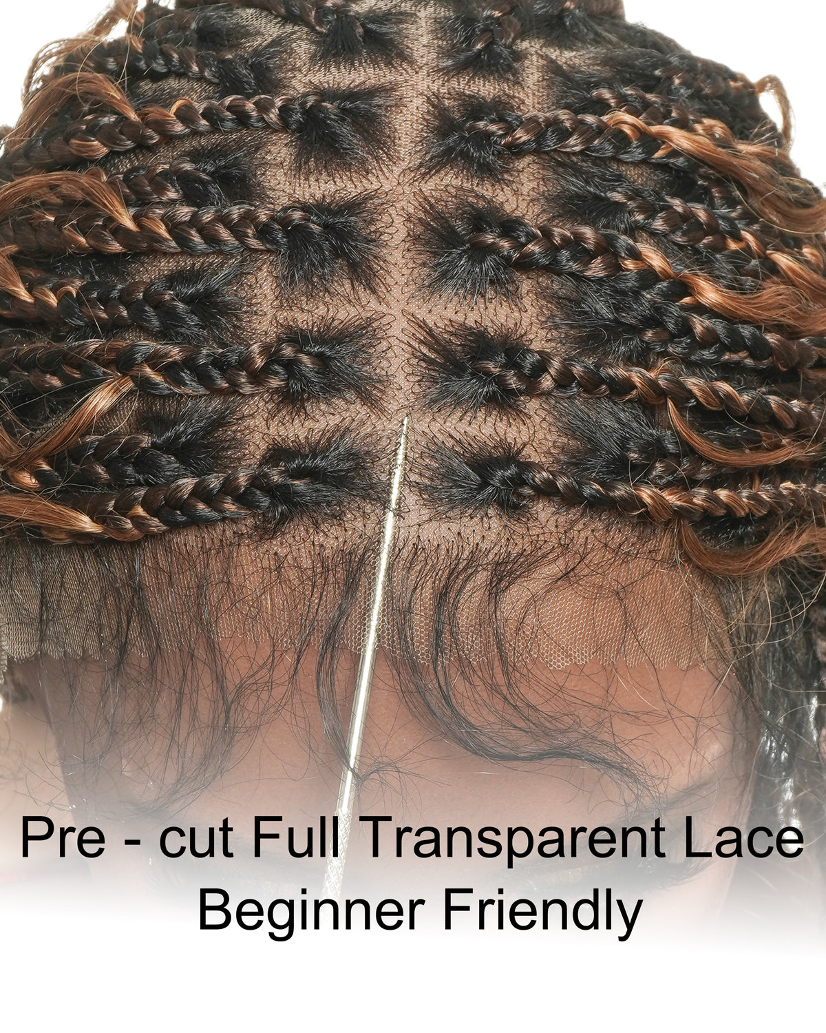 Mila - 34" 100% Hand-tied Full Lace Human Hair Boho Curls Knotless Boho Braided Wig 88 Strands (Lightweight Volume)