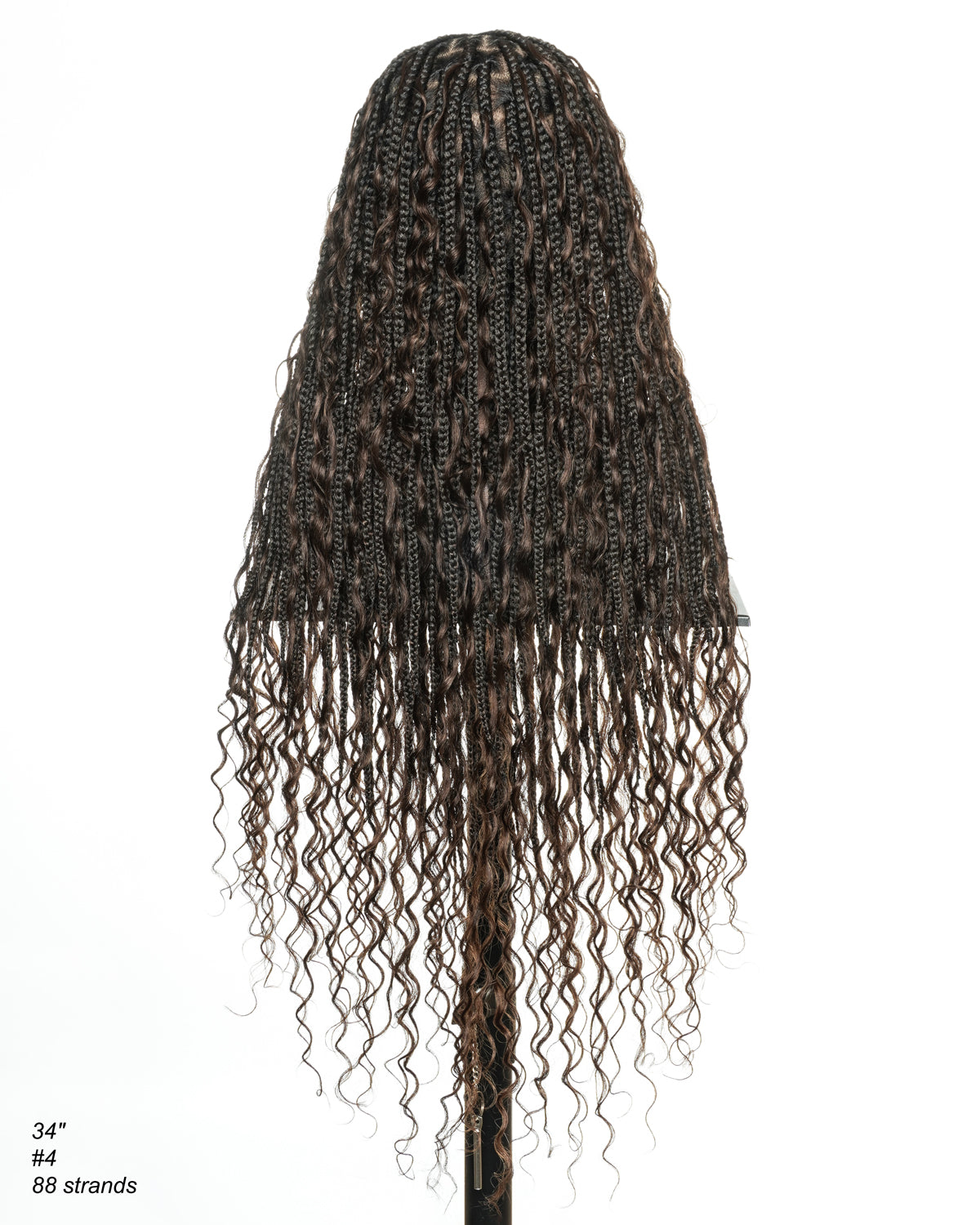 Mila - 100% Hand-tied Full Lace Human Hair Boho Curls Knotless Boho Braided Wig 88 Strands