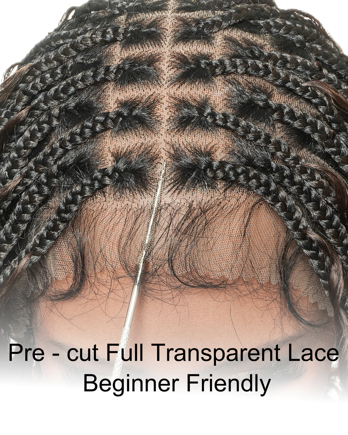 Mila - 100% Hand-tied Full Lace Human Hair Boho Curls Knotless Boho Braided Wig 88 Strands