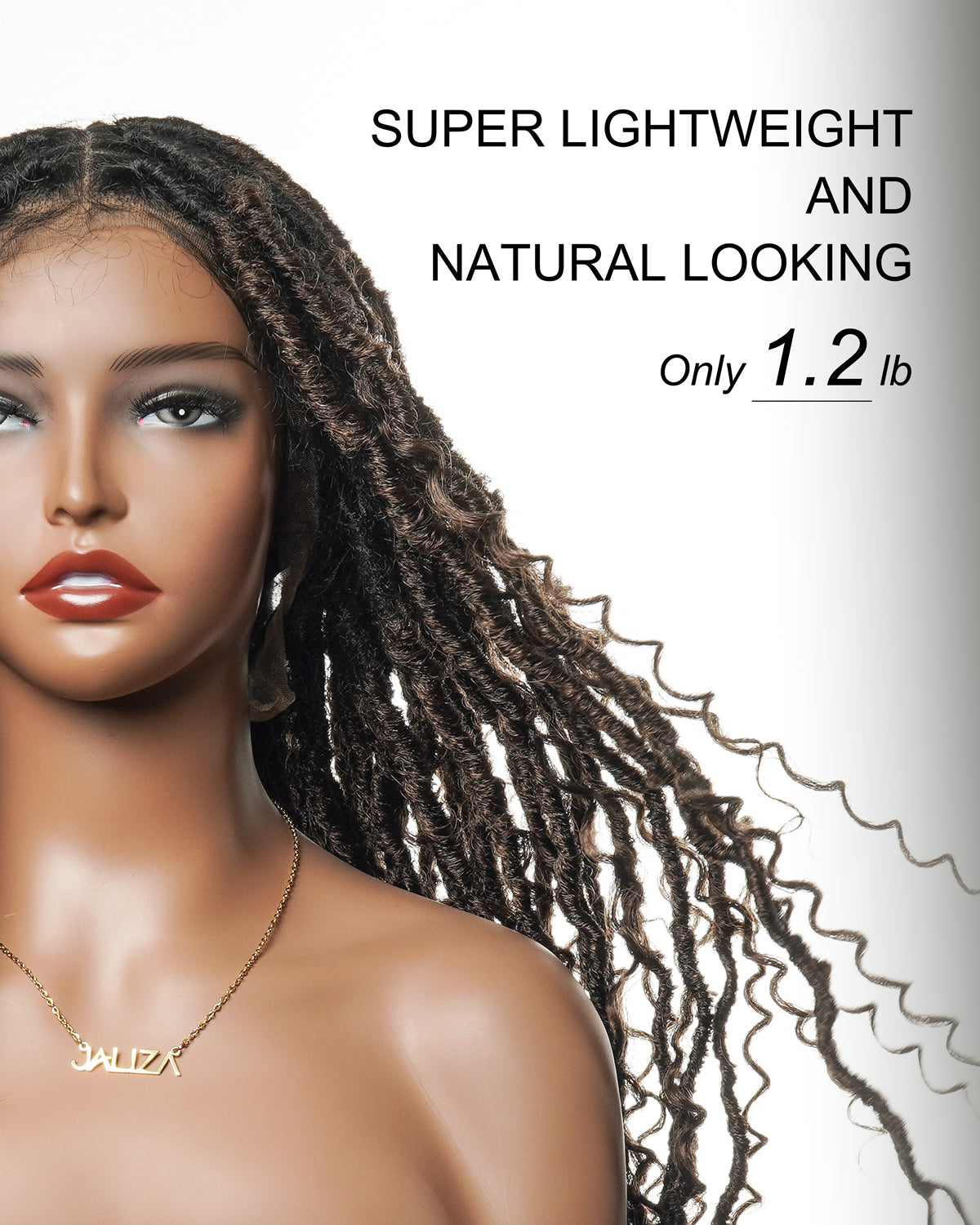 Salon-level Knotless Boho Style Locs Braided Wig Full Lace 86 Strands 30"