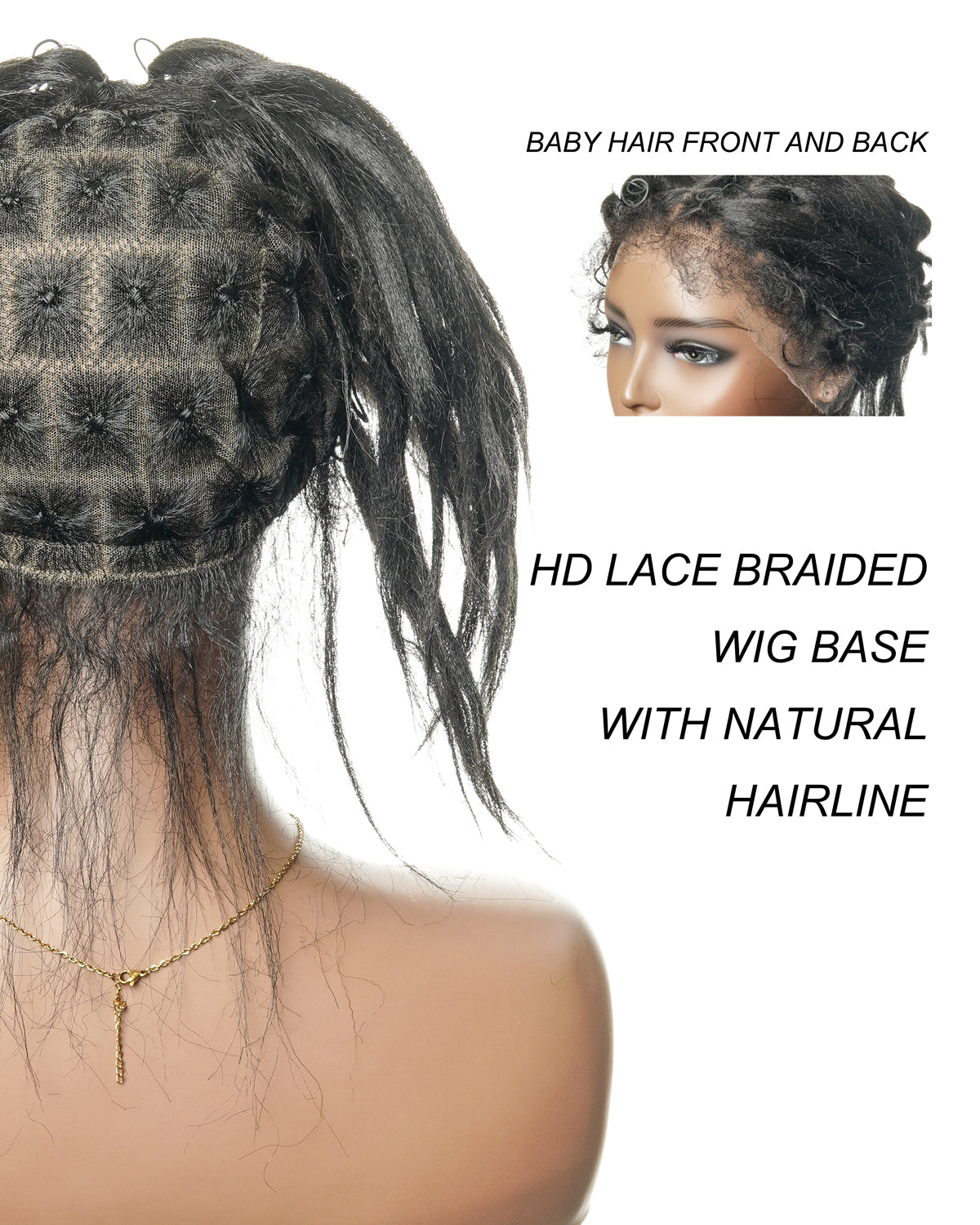 HD Full Lace Cap With Human Hair Baby Hair - Stress Free Solution For Thinning Hair