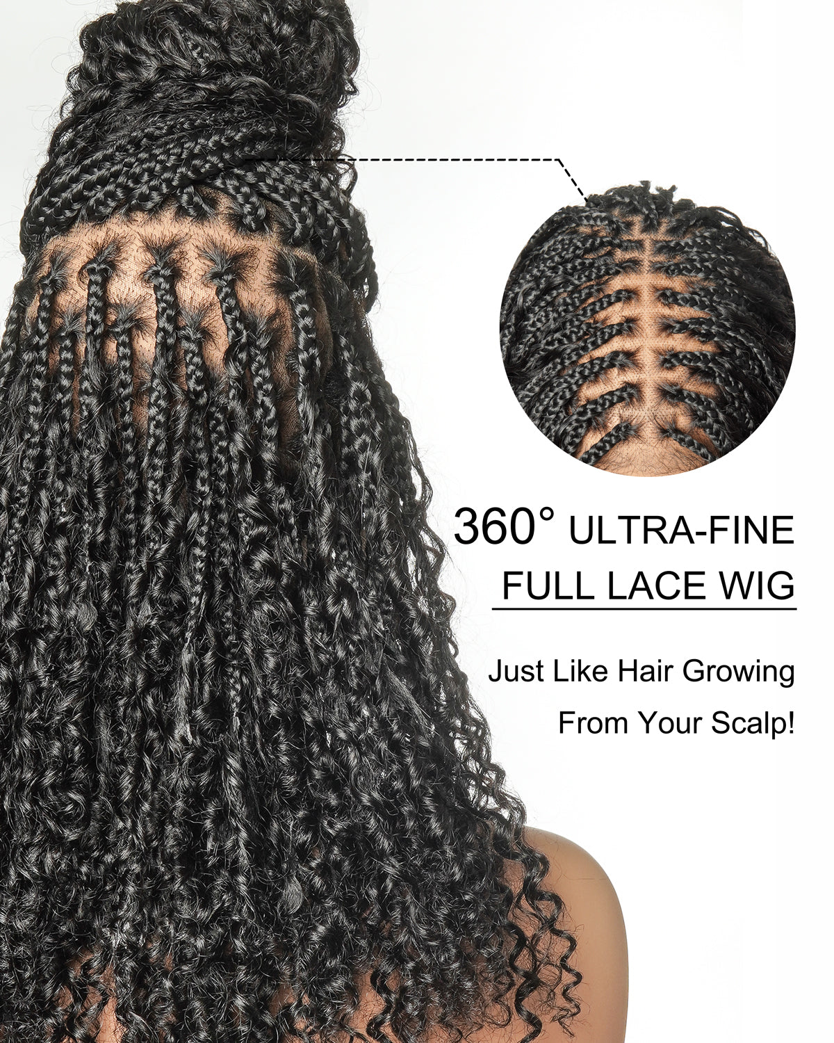 Lulu - Bora Bora Pre Bleached HD Full Lace Human Hair Curly Wave Boho Box Braided Wig