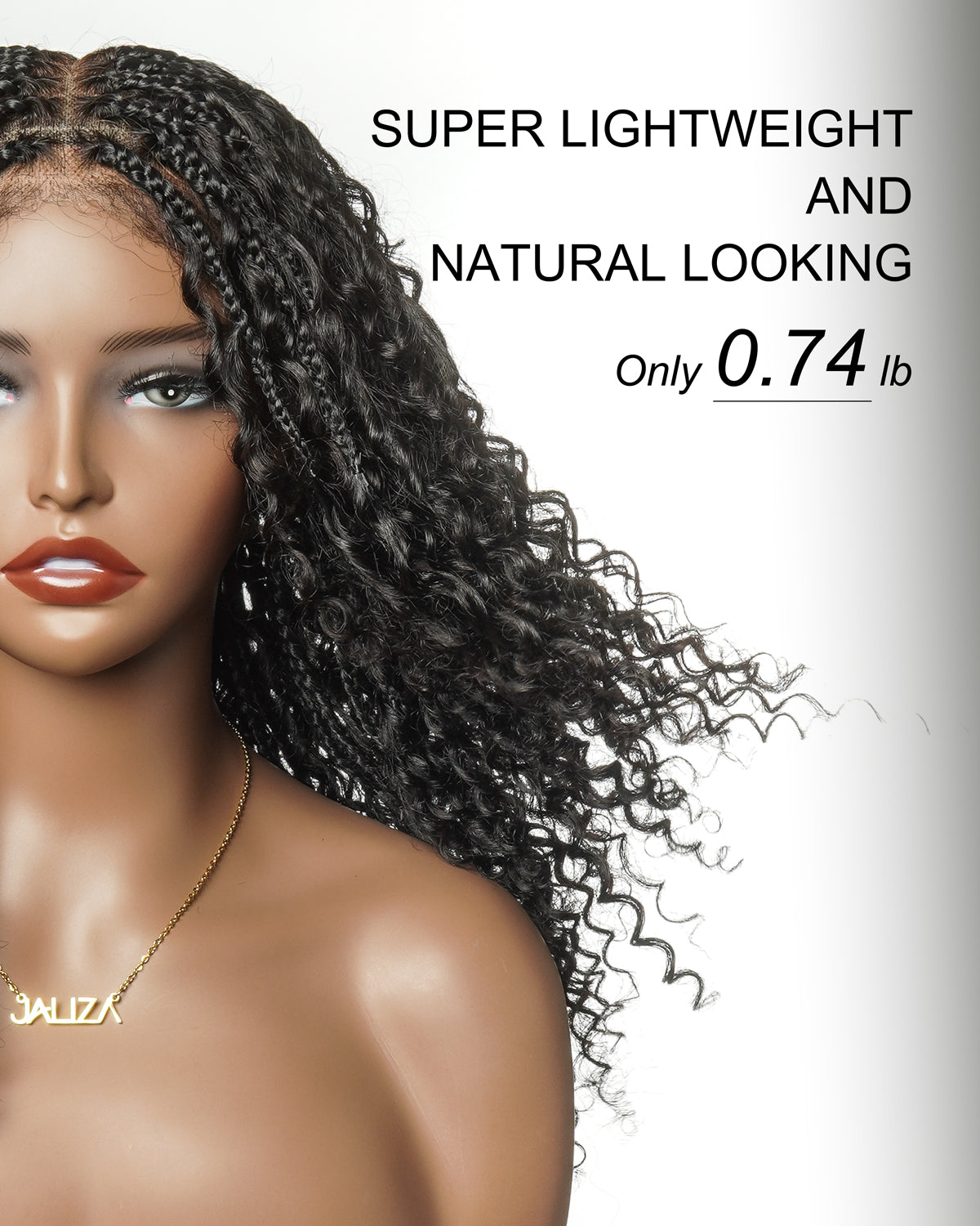 16" HD Full Lace Human Hair Curly Wave Boho Box Braided Wig