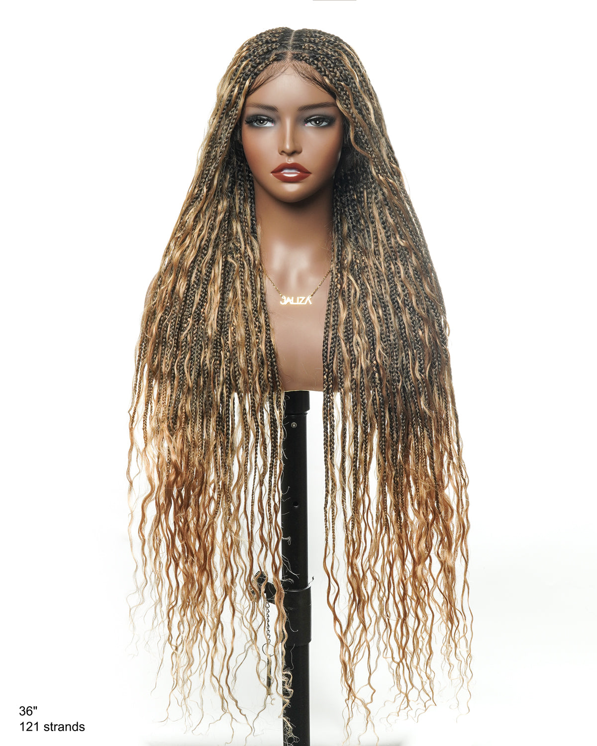 Kiki - 36" Pre Bleached Swiss HD Lace Boho Box Braided Wig