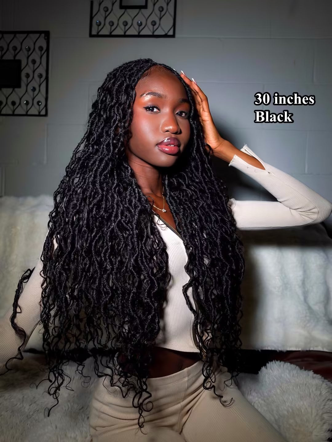 Salon-level Knotless Boho Locs Swiss HD Full Lace Human Hair Boho Curls Locs Wig