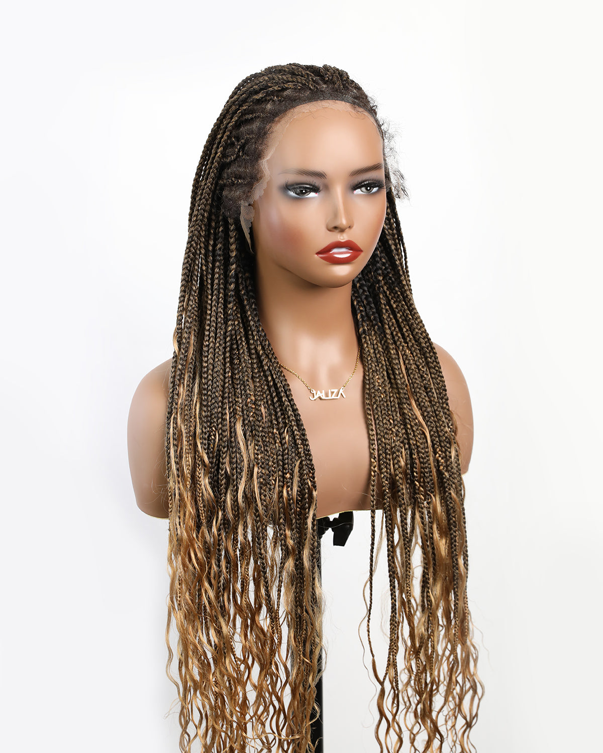 Pre Bleached Human Hair Lace Box Mix Cornrow Human Hair Boho Curls Tangleless Braided Wig 79 Strands
