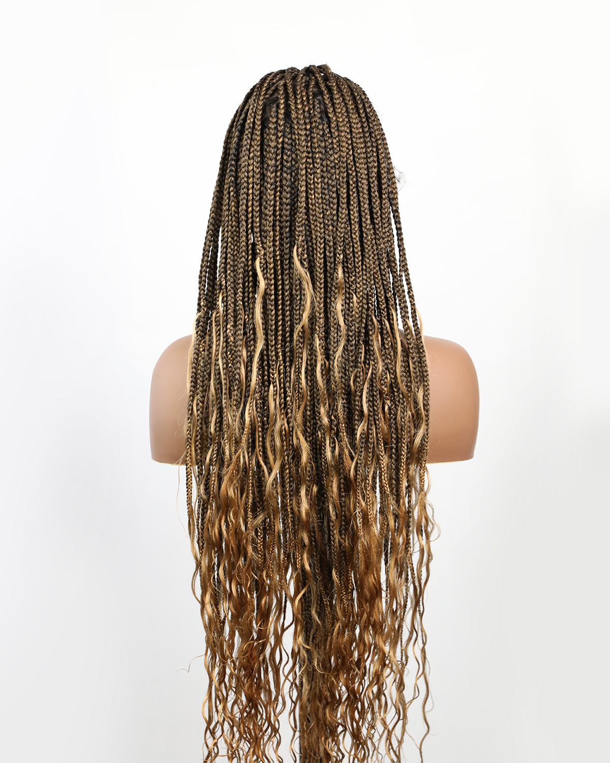 Pre Bleached Human Hair Lace Box Mix Cornrow Human Hair Boho Curls Tangleless Braided Wig 79 Strands