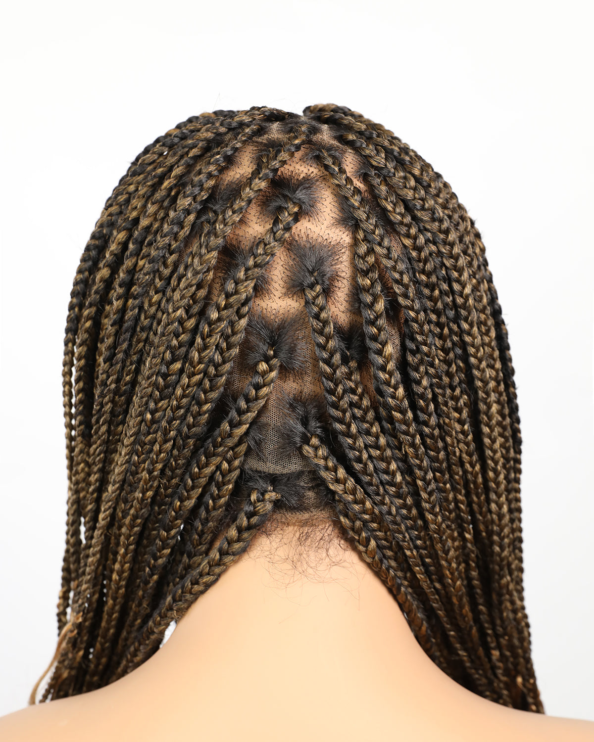 Pre Bleached Human Hair Lace Box Mix Cornrow Human Hair Boho Curls Tangleless Braided Wig 79 Strands