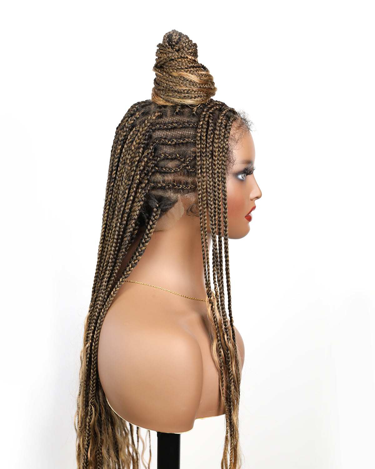 Pre Bleached Human Hair Lace Box Mix Cornrow Human Hair Boho Curls Tangleless Braided Wig 79 Strands