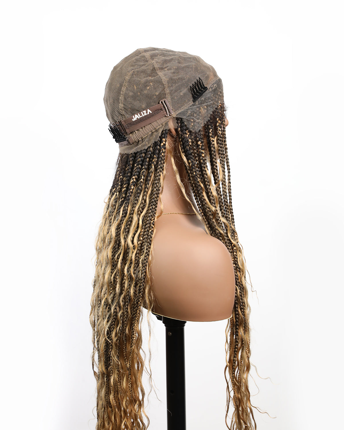 Large Head Size Exclusive - HD Full Lace Human Hair Boho Curls 36" Knotless Boho Box Braided Wig
