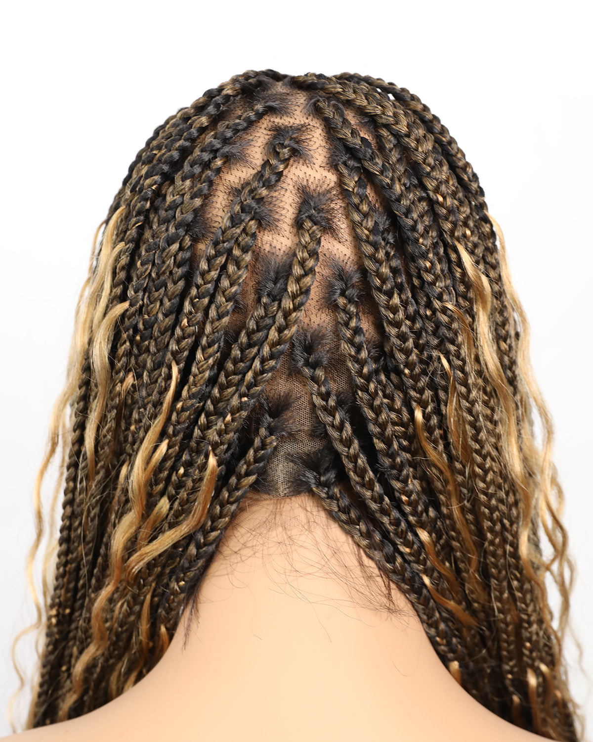 HD Full Lace Human Hair Boho Curls 36" Knotless Boho Box Braided Wig