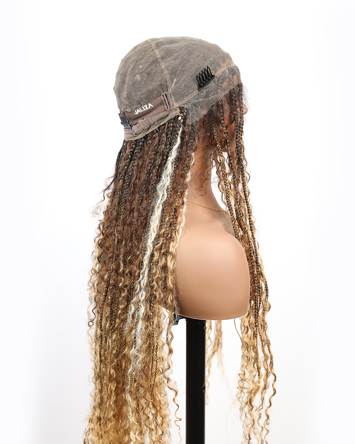 Solana - Human Hair Lace HD Full Lace Blend Color 1B 30 27 613 Human Hair Boho Style Boho Box Braided Wig