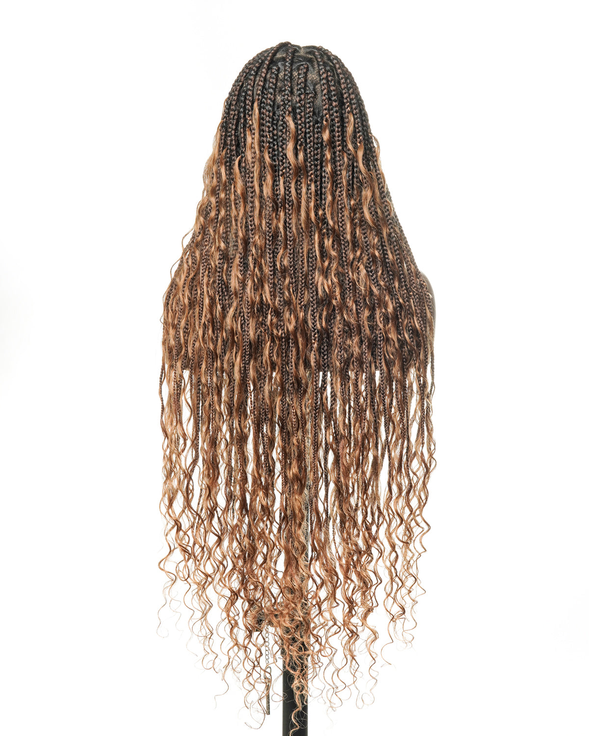 100% Hand-Tied Full Transparent Lace Human Hair Boho Curls Knotless Boho Box Braided Wig 86 Strands