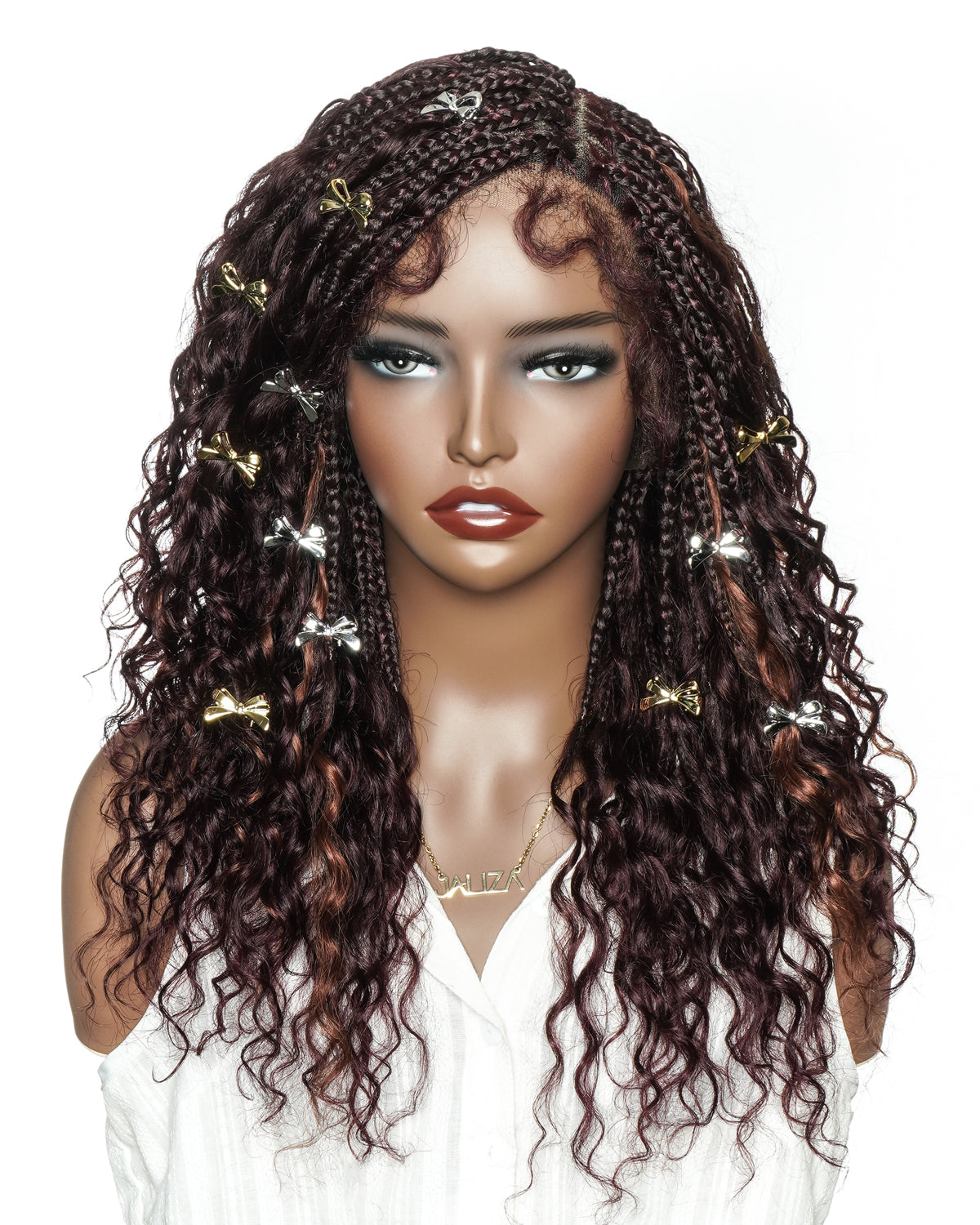Lumina - 18" Blend Color HD Full Lace Human Hair Boho Braided Wig