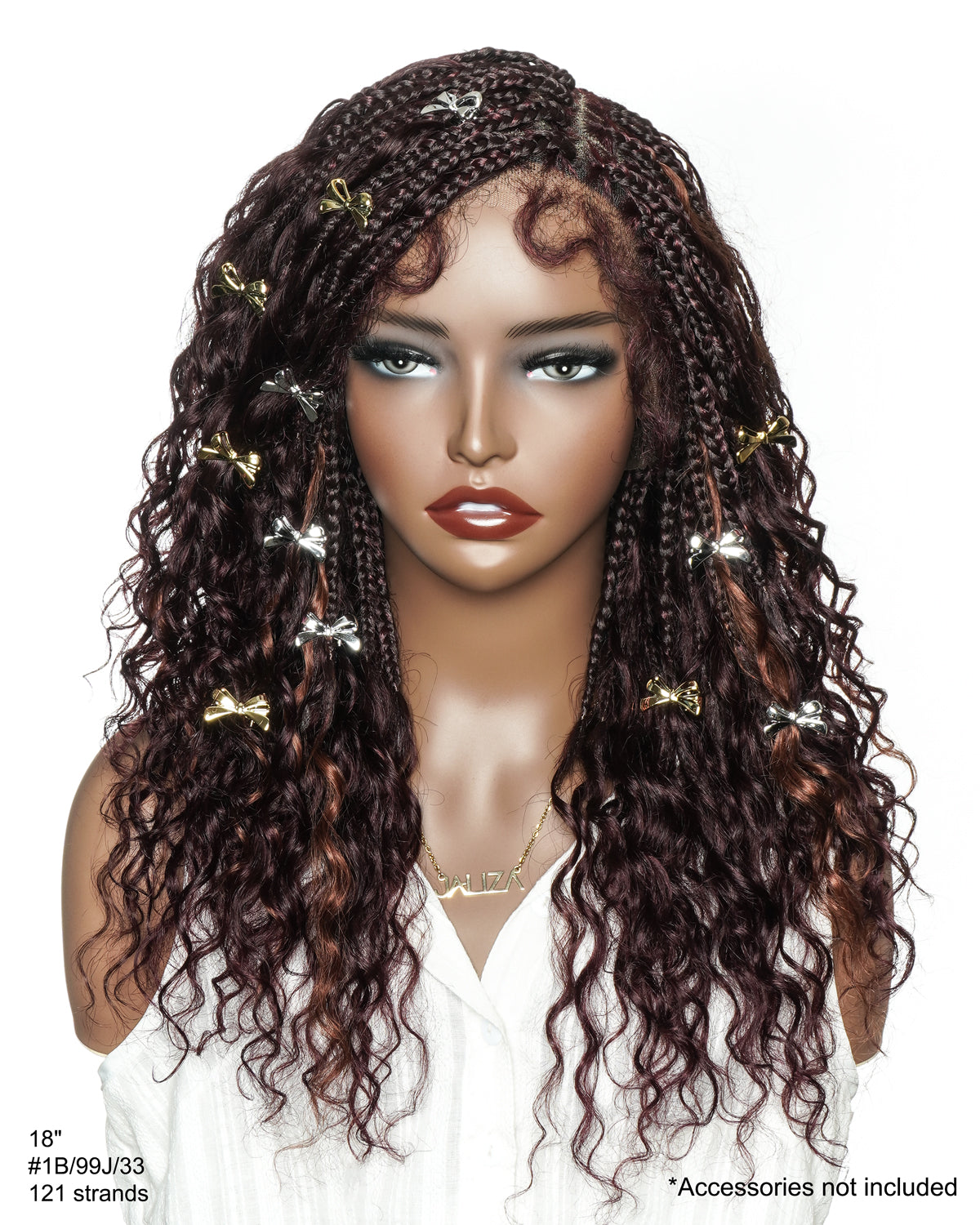 Lumina - 18" Blend Color HD Full Lace Human Hair Boho Braided Wig
