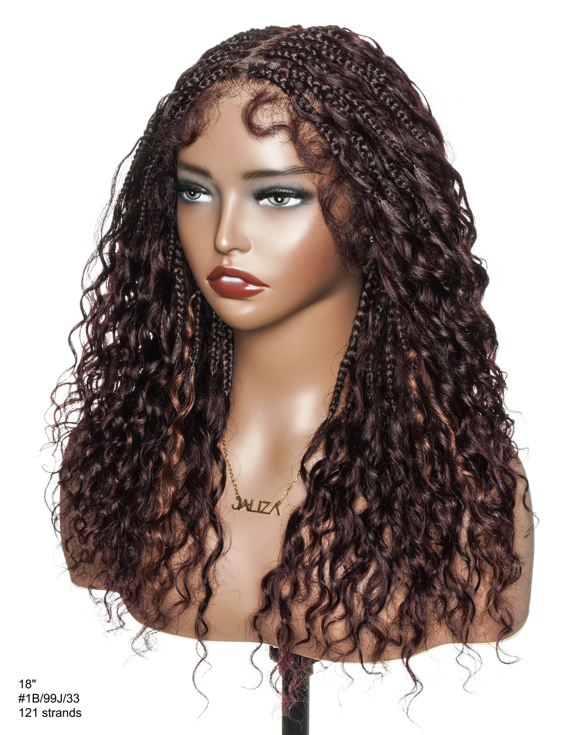 Lumina - 18" Blend Color HD Full Lace Human Hair Boho Braided Wig