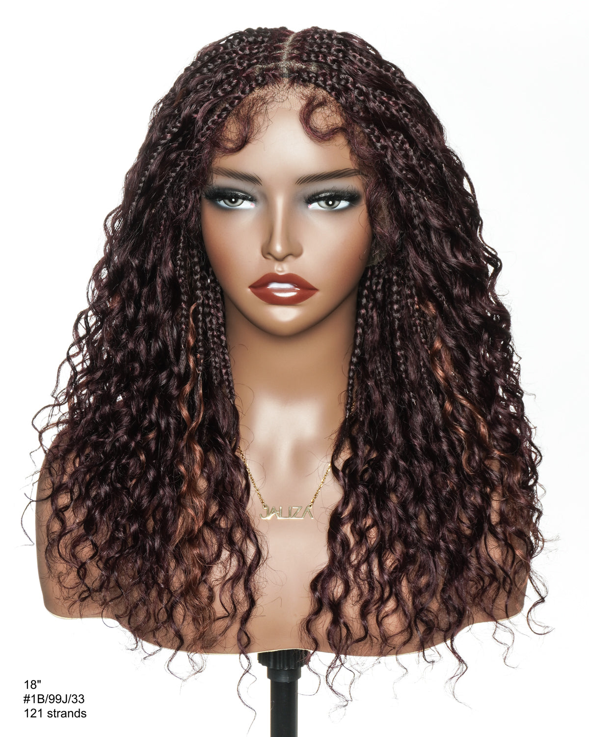 Lumina - 18" Blend Color HD Full Lace Human Hair Boho Braided Wig