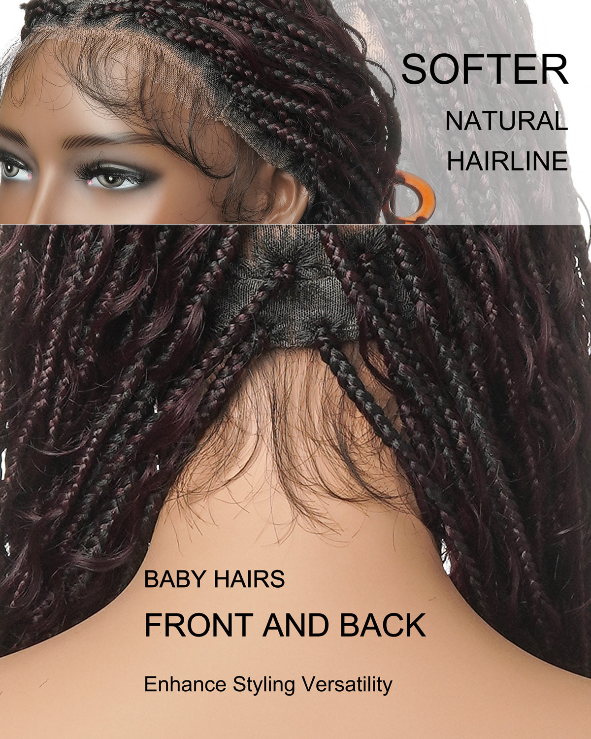 Coco - Glueless 16"-24" Pre Cut HD Full Elastic Lace Human Hair Boho Curls Lightweight Ready-To-Go Braided Wig (Lace Not Hand Tied)