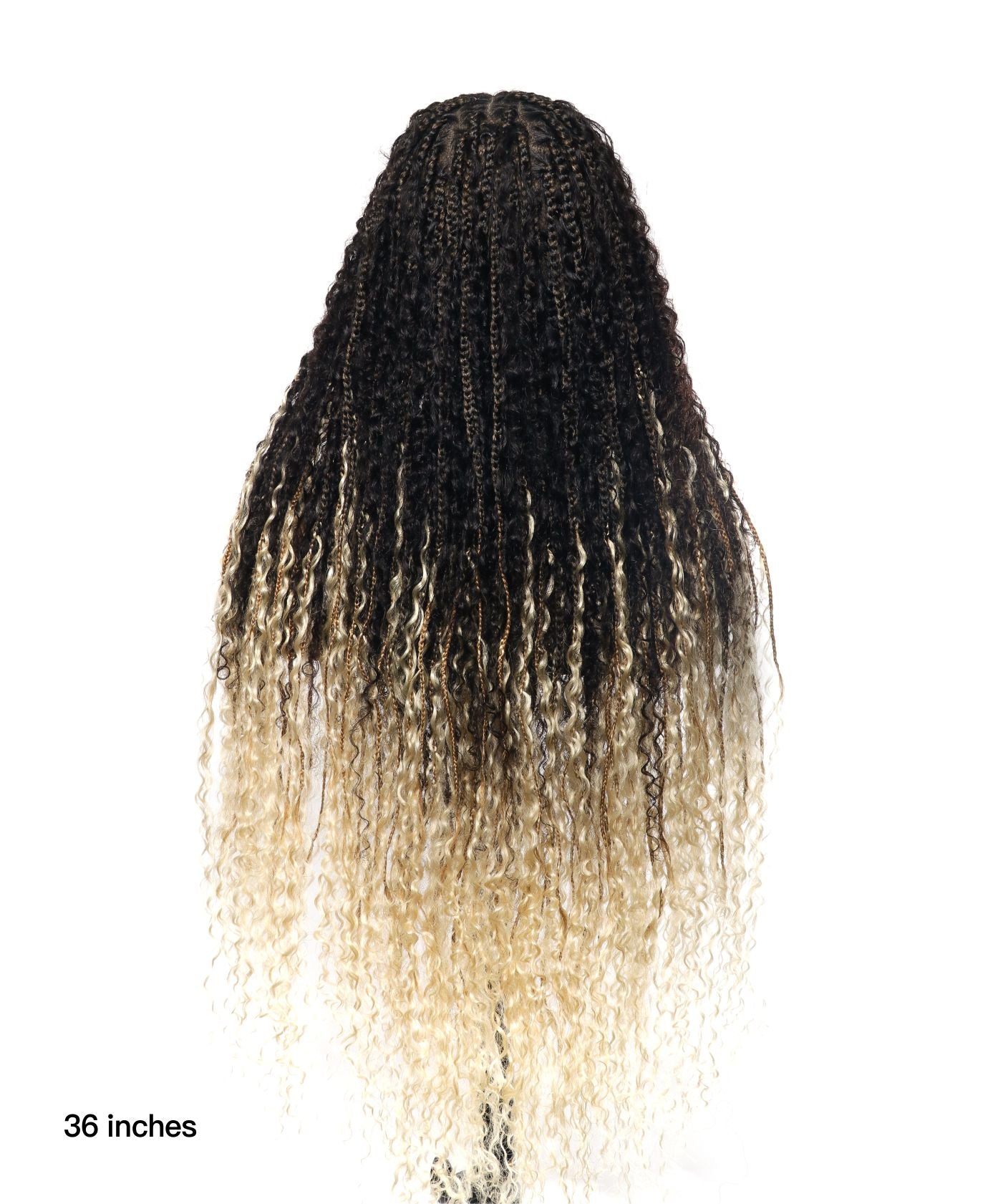 Diane's 36" Pre bleached Human Hair Lace Ombre Boho Box Braided Wig (Extra Full)