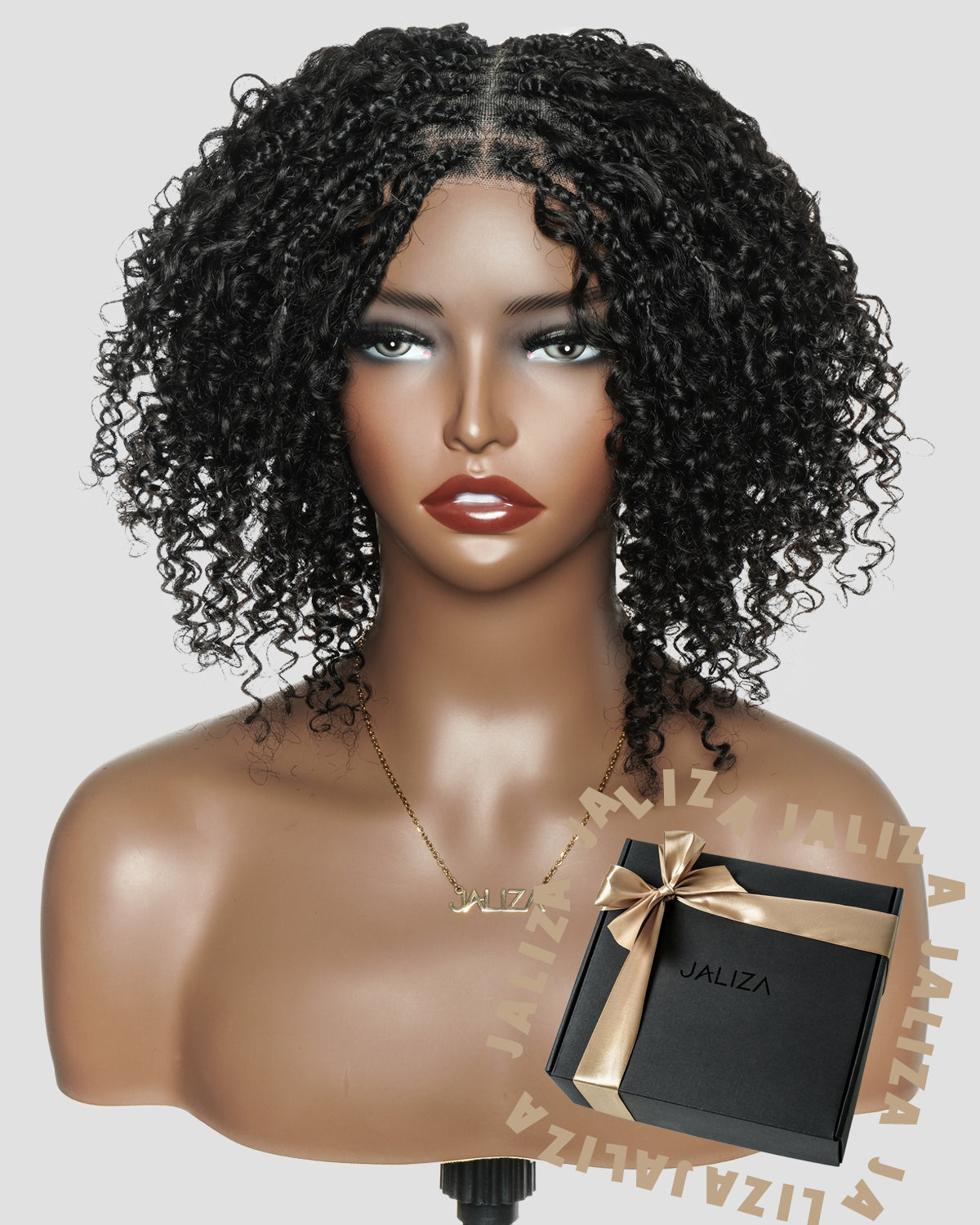 Thanksgiving Gift Box: Glueless 8" Pre Cut HD Full Elastic Lace Ready-To-Go Boho Box Braided Wig With Human Hair Boho Afro Curly Boho Curls