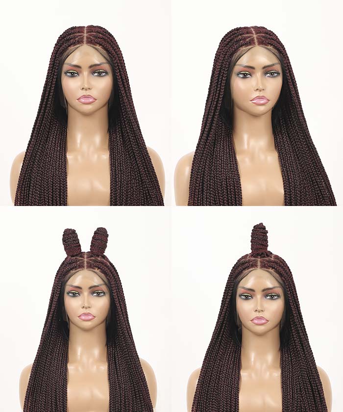 Fancivivi Small Knotless Box Braids 102 Strands Triangle Base Over Hip-Length 36" Full Hand Tied Lace Braided Wig(US only)