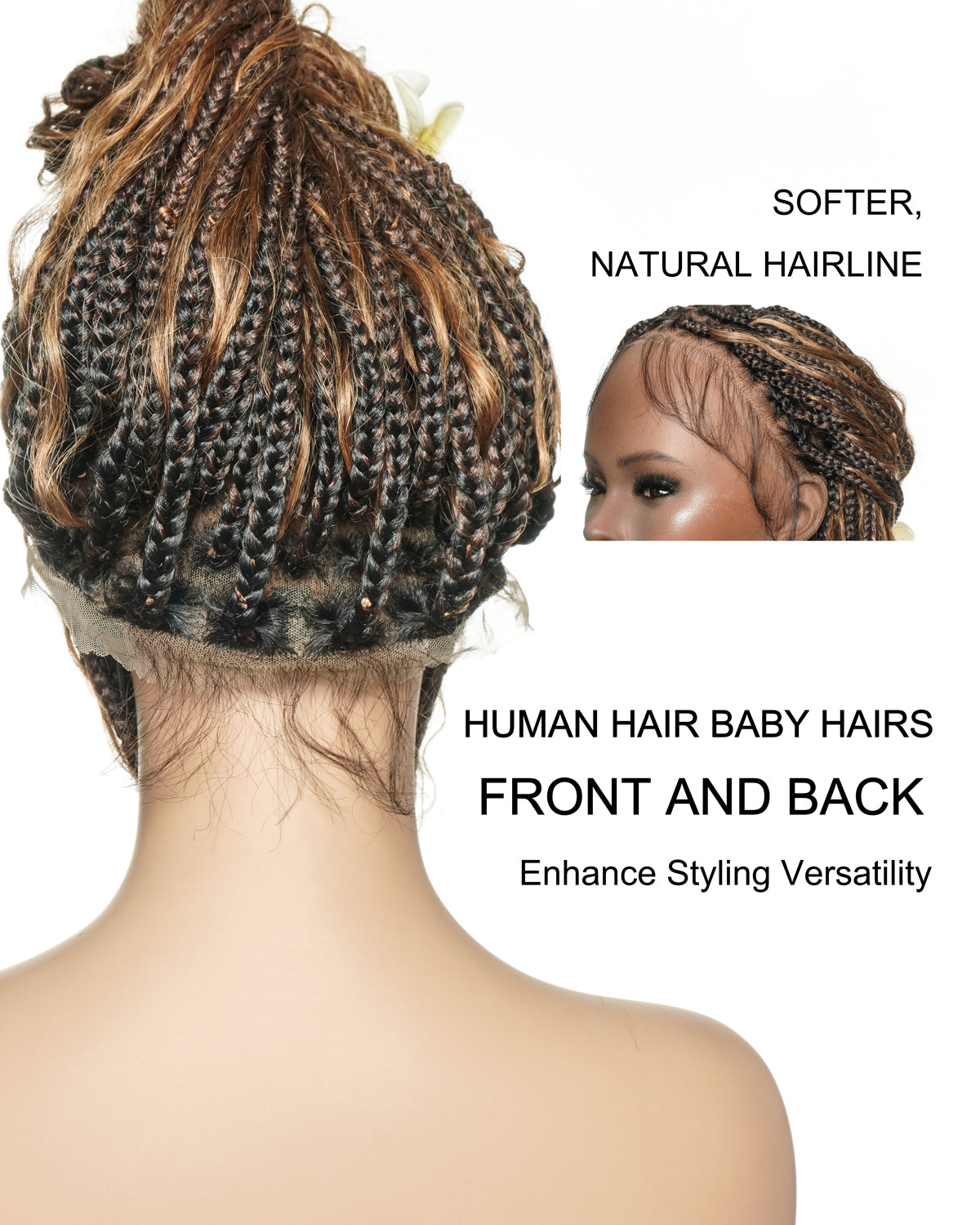 36" Blend Color 1B 30 27 Pre Bleached Human Hair Curls Boho Box Braided Wig 121 Strands