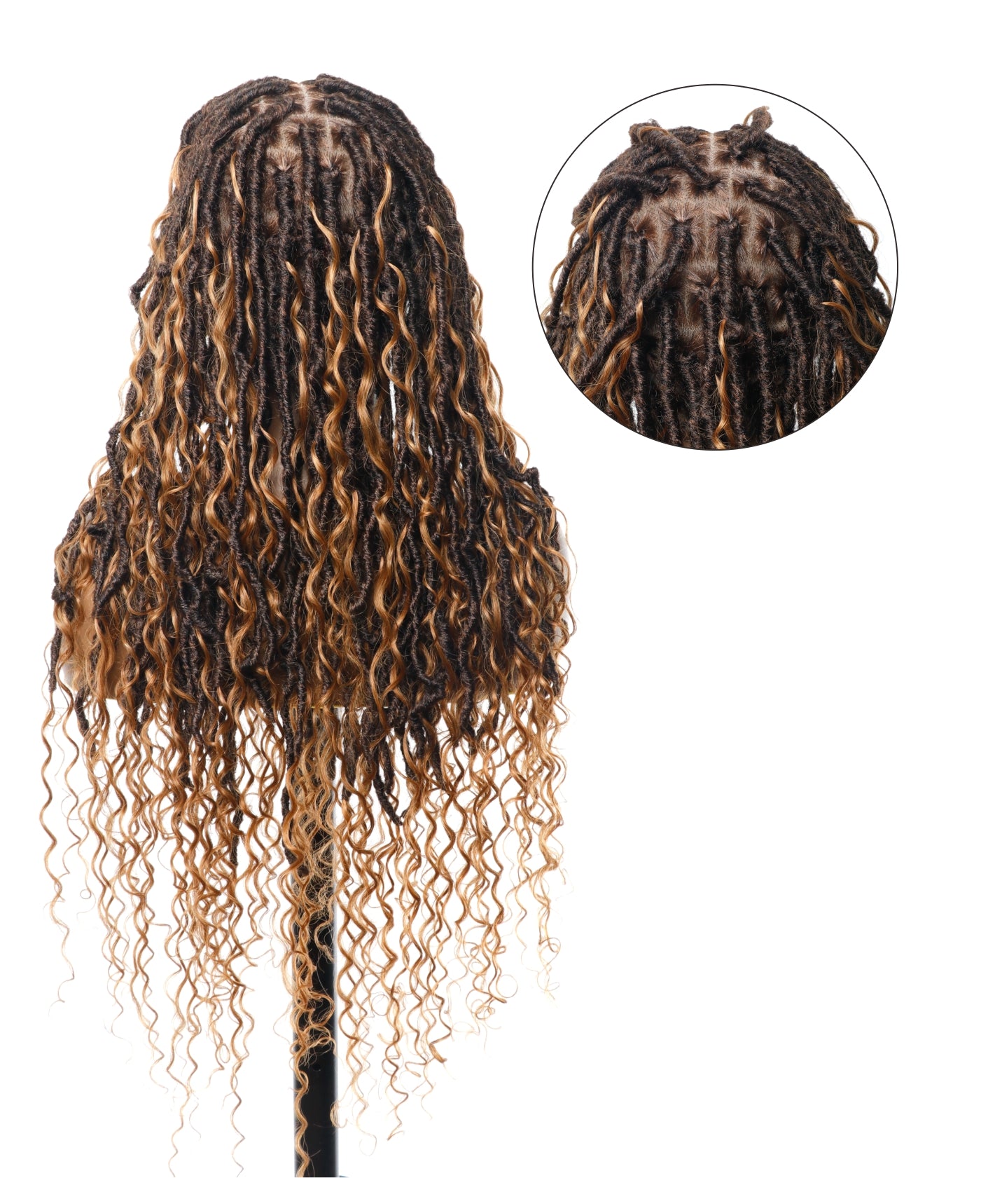 Locs Wig with Human Hair Boho Curls and Human Baby Hair