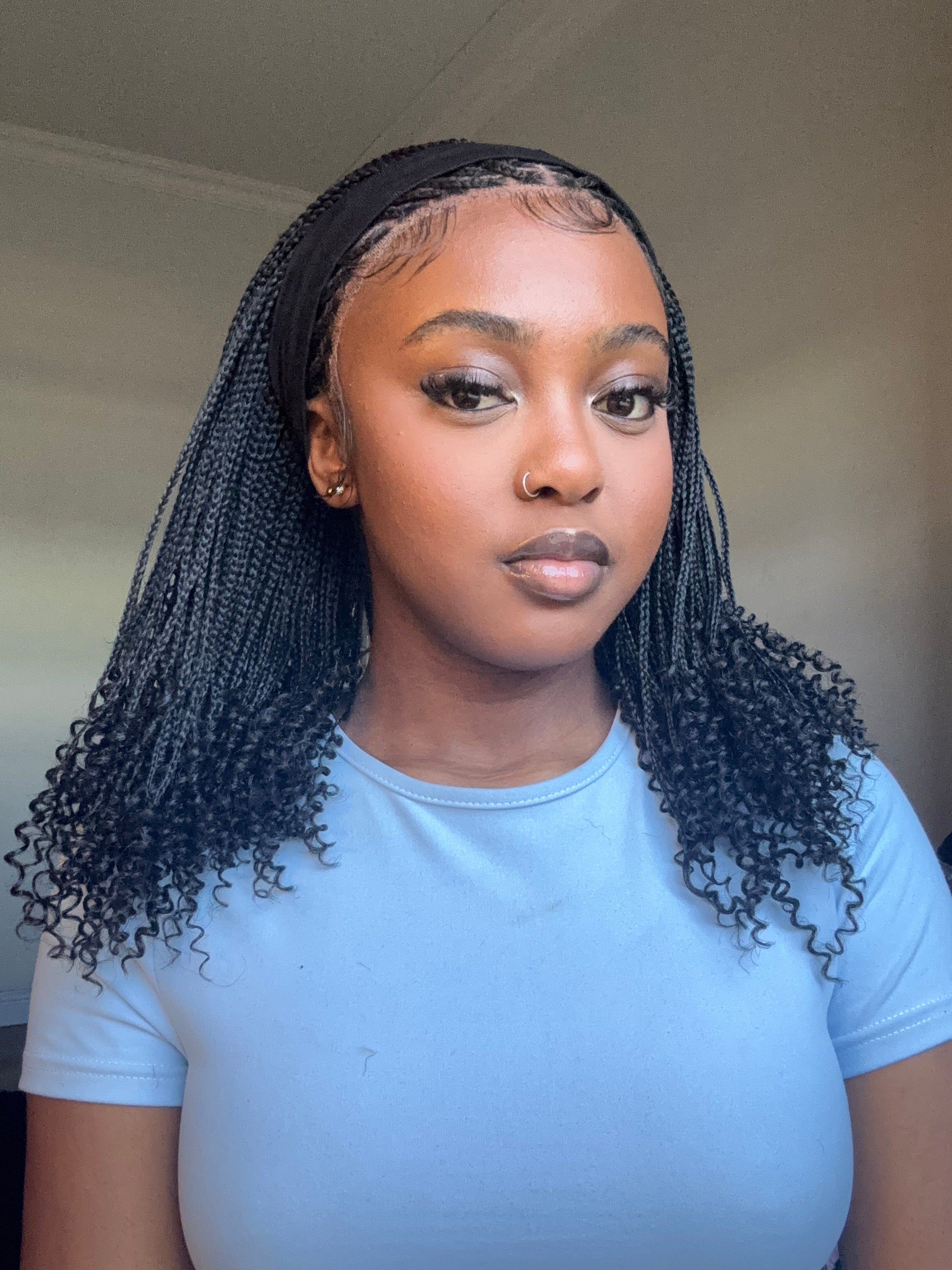 Bona - 14" Knotless Micro Box HD Full Lace Braided Wig With Curly Ends