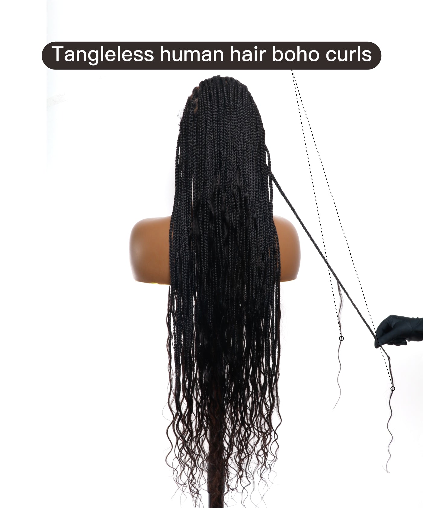 Pre Bleached Human Hair Lace Box Mix Cornrow Human Hair Boho Curls Tangleless Braided Wig 79 Strands