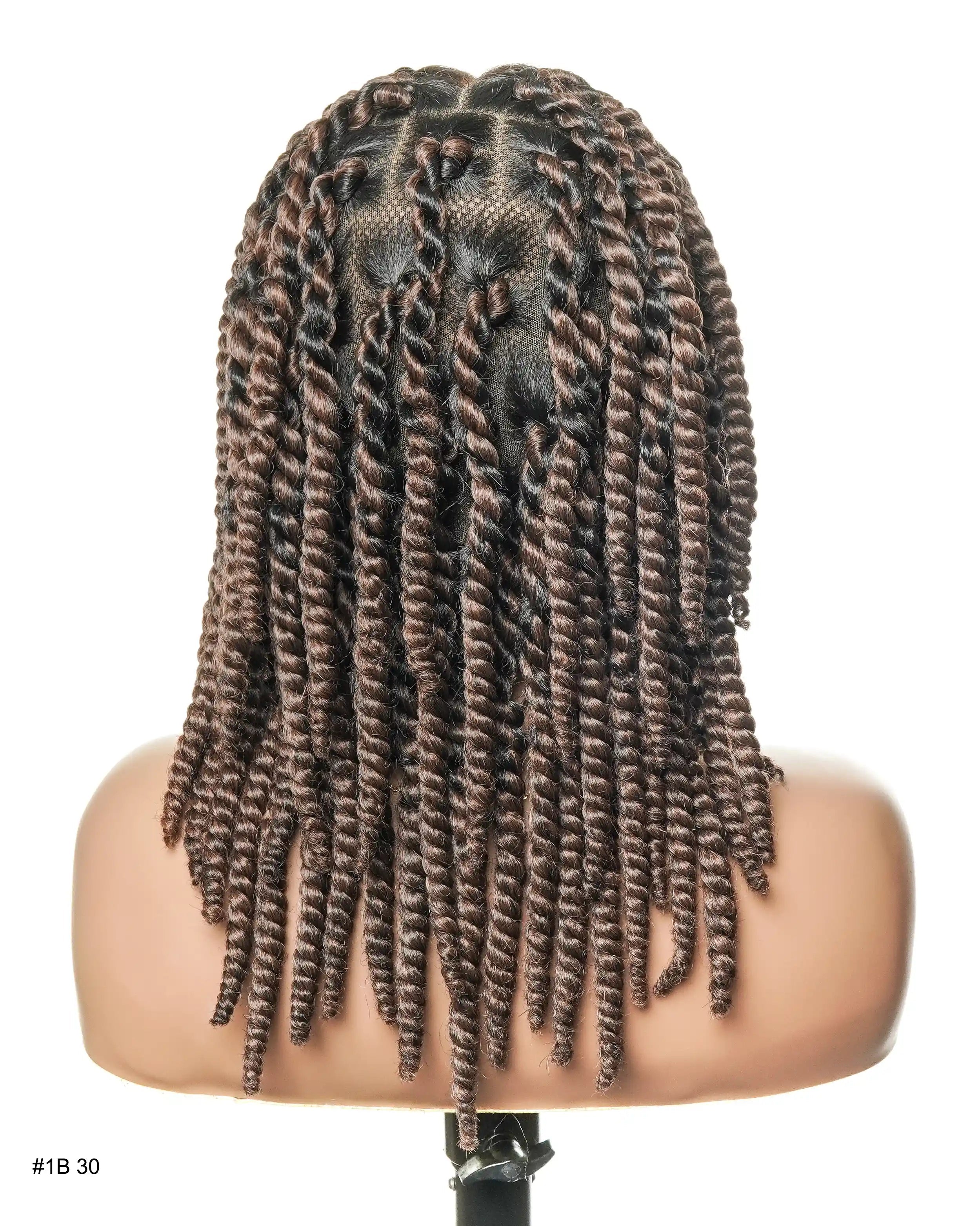 14" Soft Jumbo Twist Pre Bleached Human Hair Lace Base HD Full Lace Braided Wig