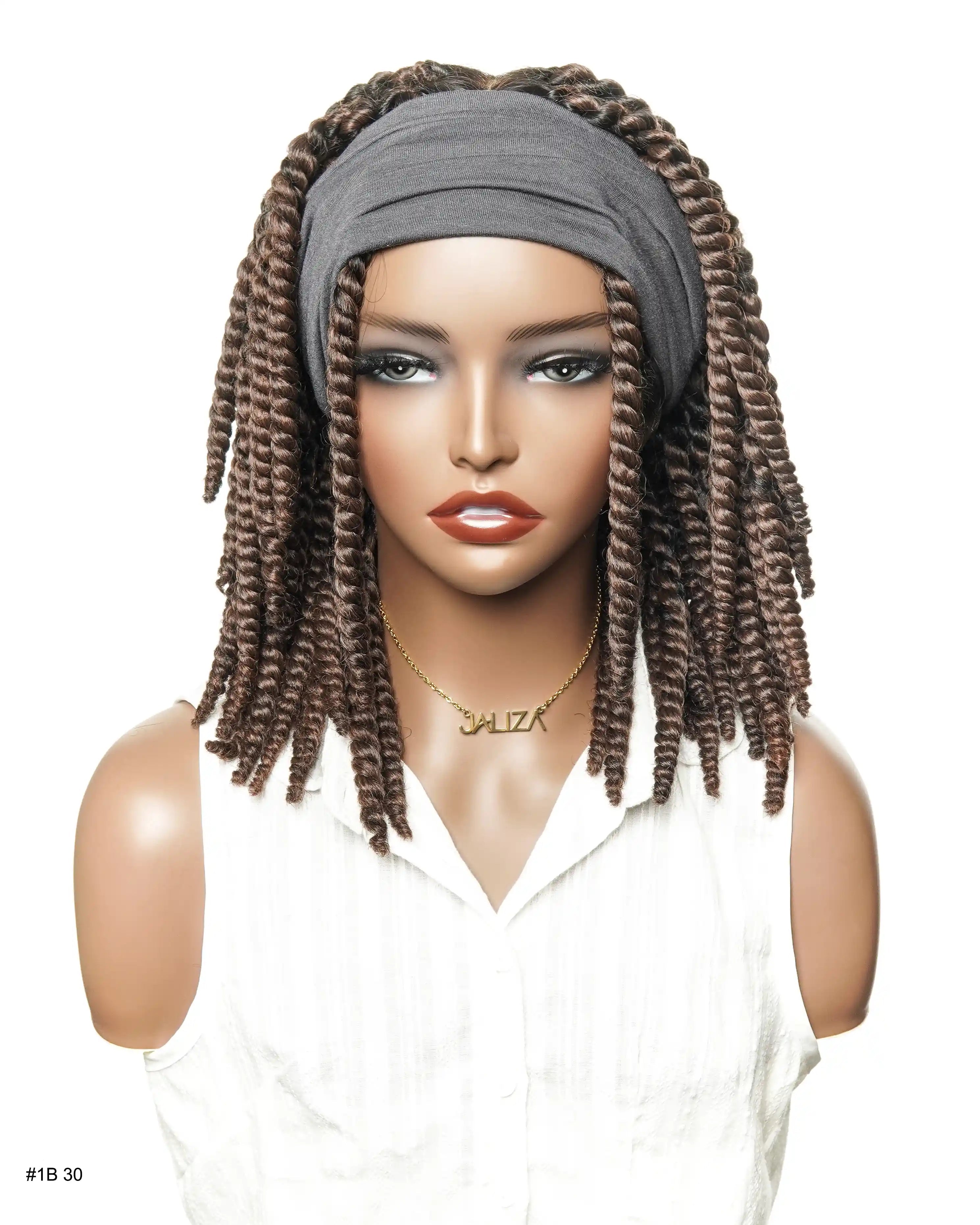 14" Soft Jumbo Twist Pre Bleached Human Hair Lace Base HD Full Lace Braided Wig