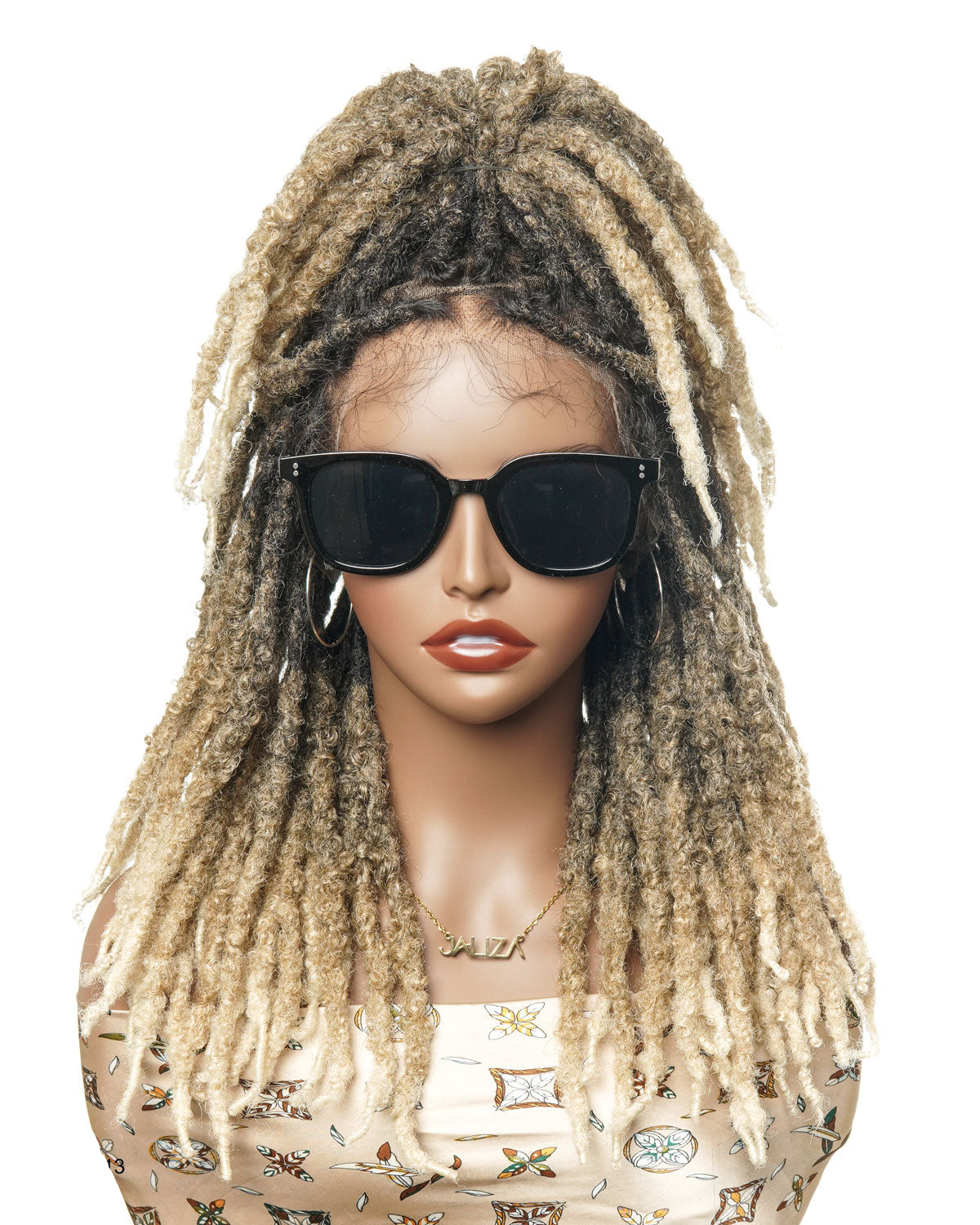 Soft And Distressed Faux Locs Ombre 1B-27-613 Pre Bleached Swiss HD Full Lace Wig