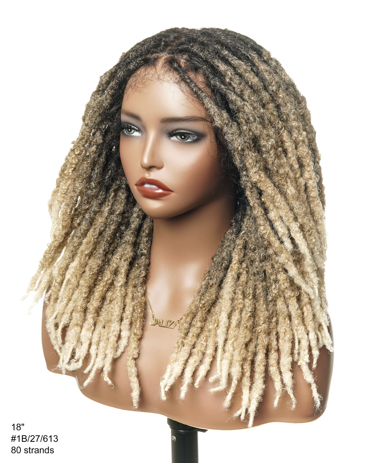 Soft And Distressed Faux Locs Ombre 1B-27-613 Pre Bleached Swiss HD Full Lace Wig