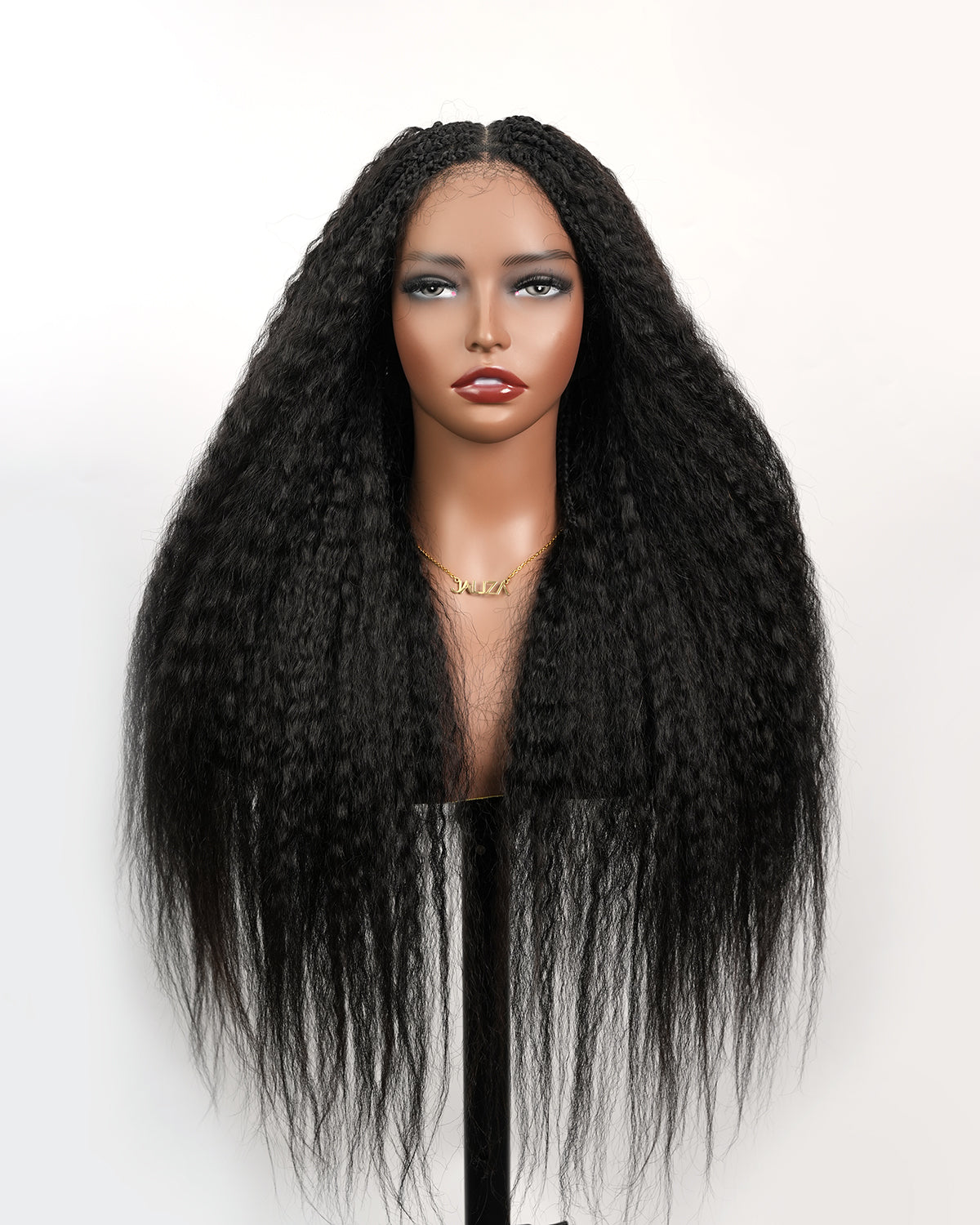 Makeda - 28" Kinky Straight Virgin Human Hair Ultra Full Boho Box Braided Wig