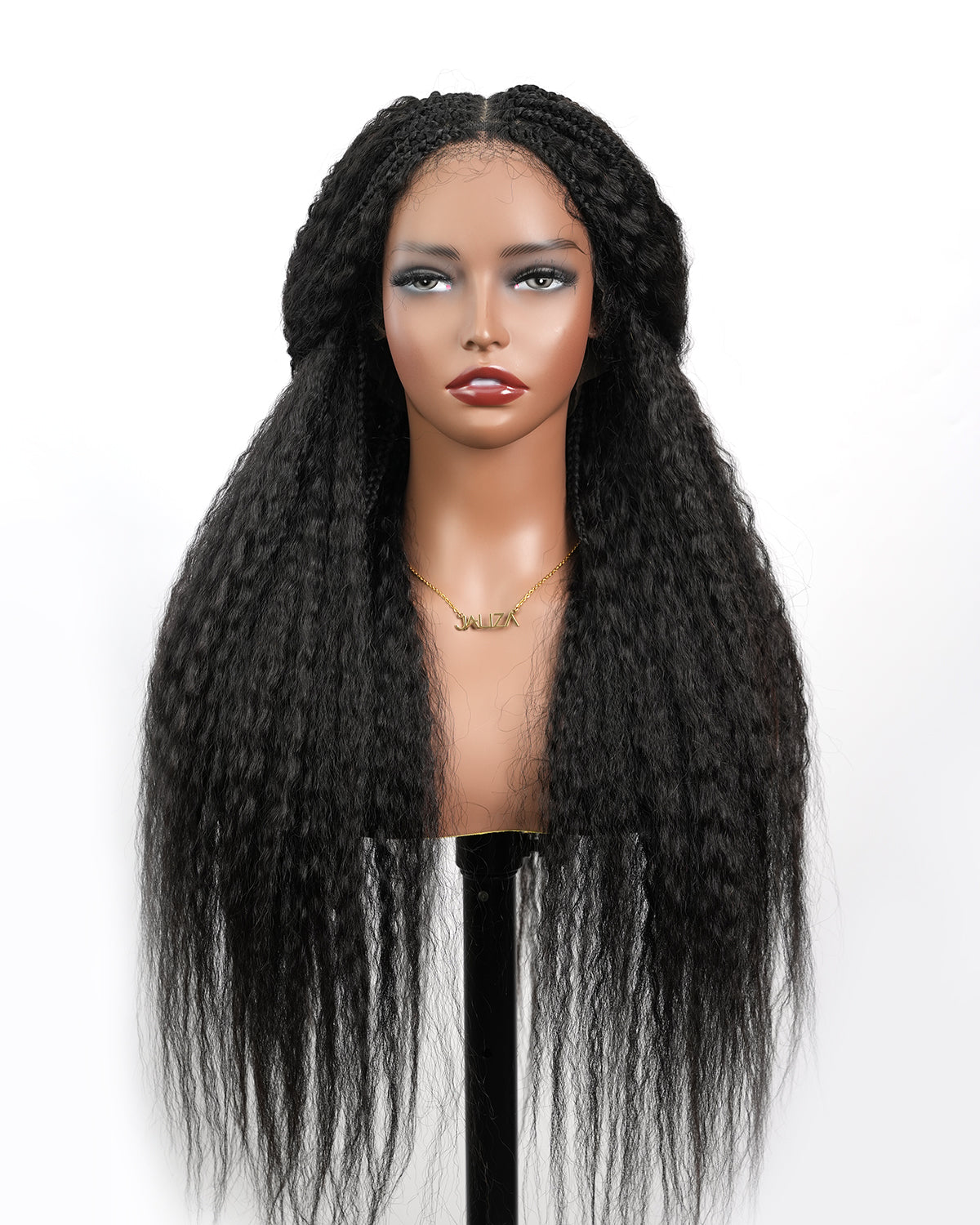 Makeda - 28" Kinky Straight Virgin Human Hair Ultra Full Boho Box Braided Wig